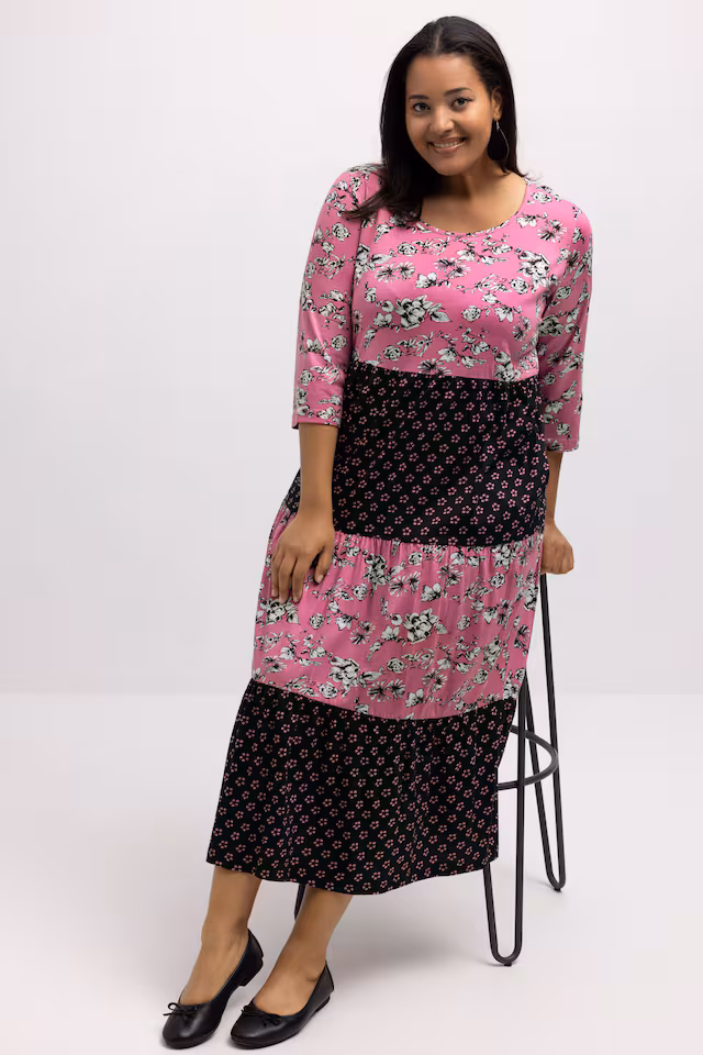 Print Mix Empire Cotton Pocket Knit Dress