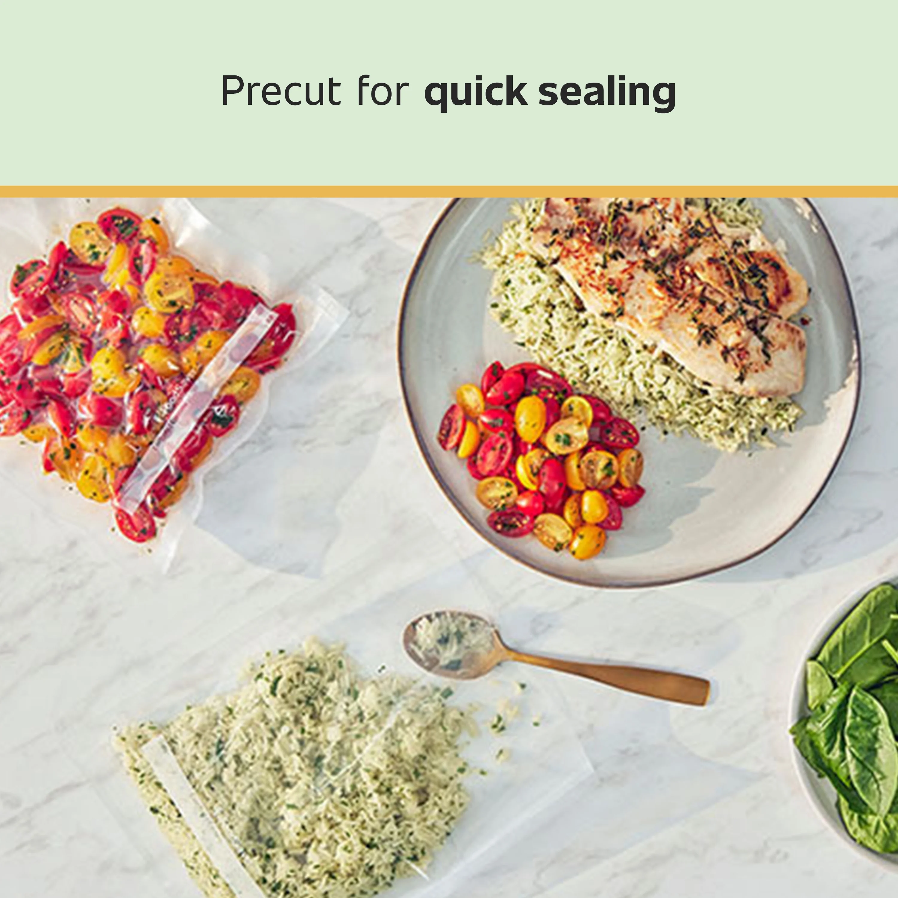 2-in-1 Vacuum Sealer Machine Starter Kit with (60) Pre-Cut Bags, Professional Food Sealer With Built-In Handheld, Heavy Duty Construction, Complete Starter System for Bulk Food Storage Freezer Meals - Image 8