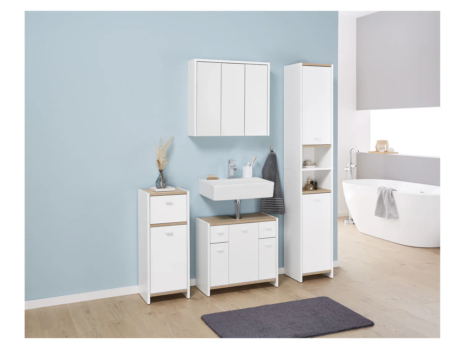 LIVARNO home Armoire de toilette miroir, 65 x 60 x 17 cm, blanc