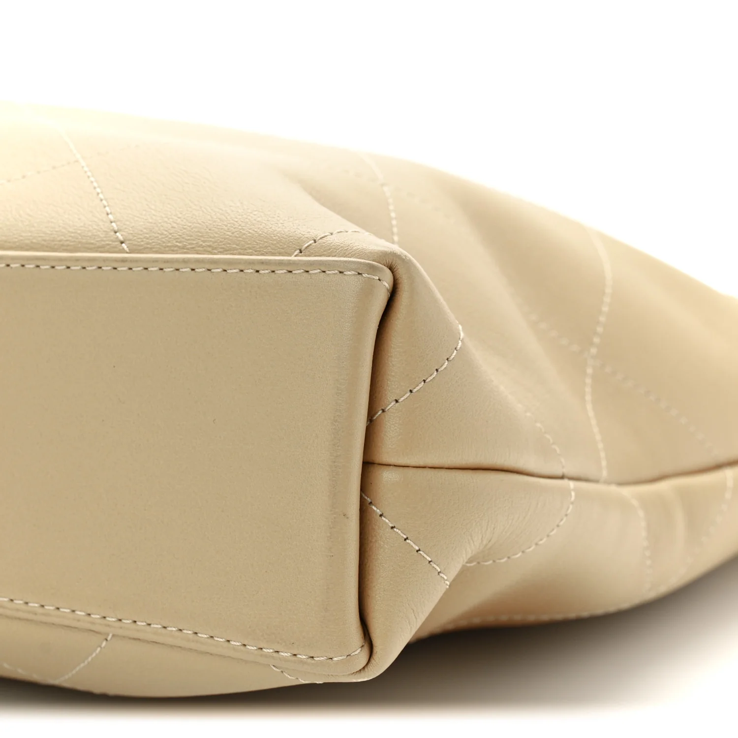 Calfskin Stitched Small Shopping Tote Dark Beige