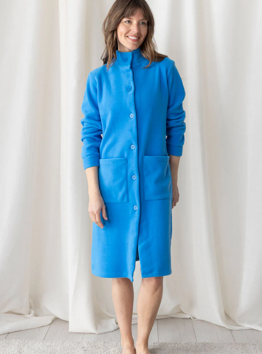 Robe de chambre femme polaire en polyester bleu azur