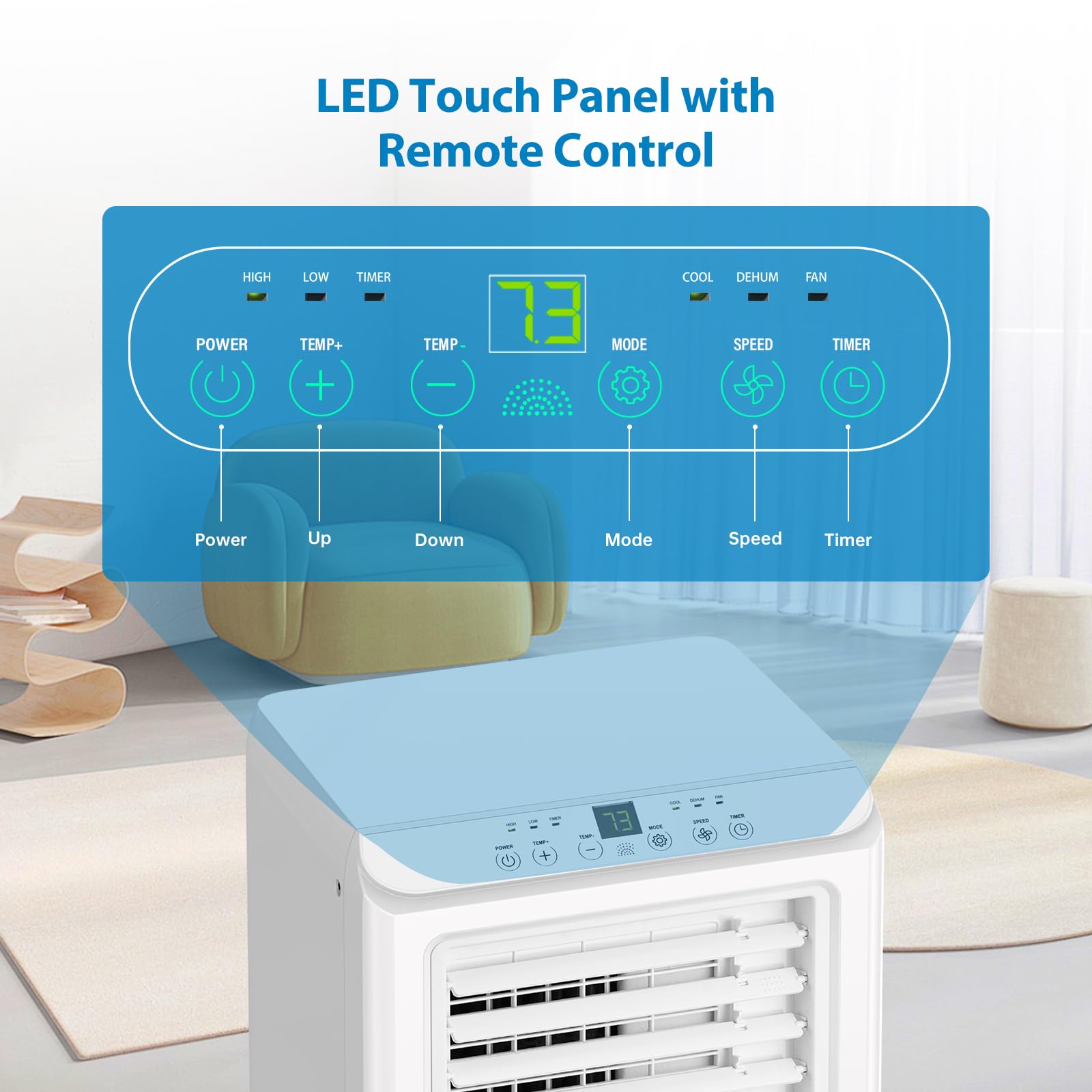 Portable Air Conditioners 8000BTU, Air Conditioners 3-in-1 Cools up to 350 Sq. Ft, Indoor Standing AC Unit w/Dehumidifier, Window Kit, White - Image 2