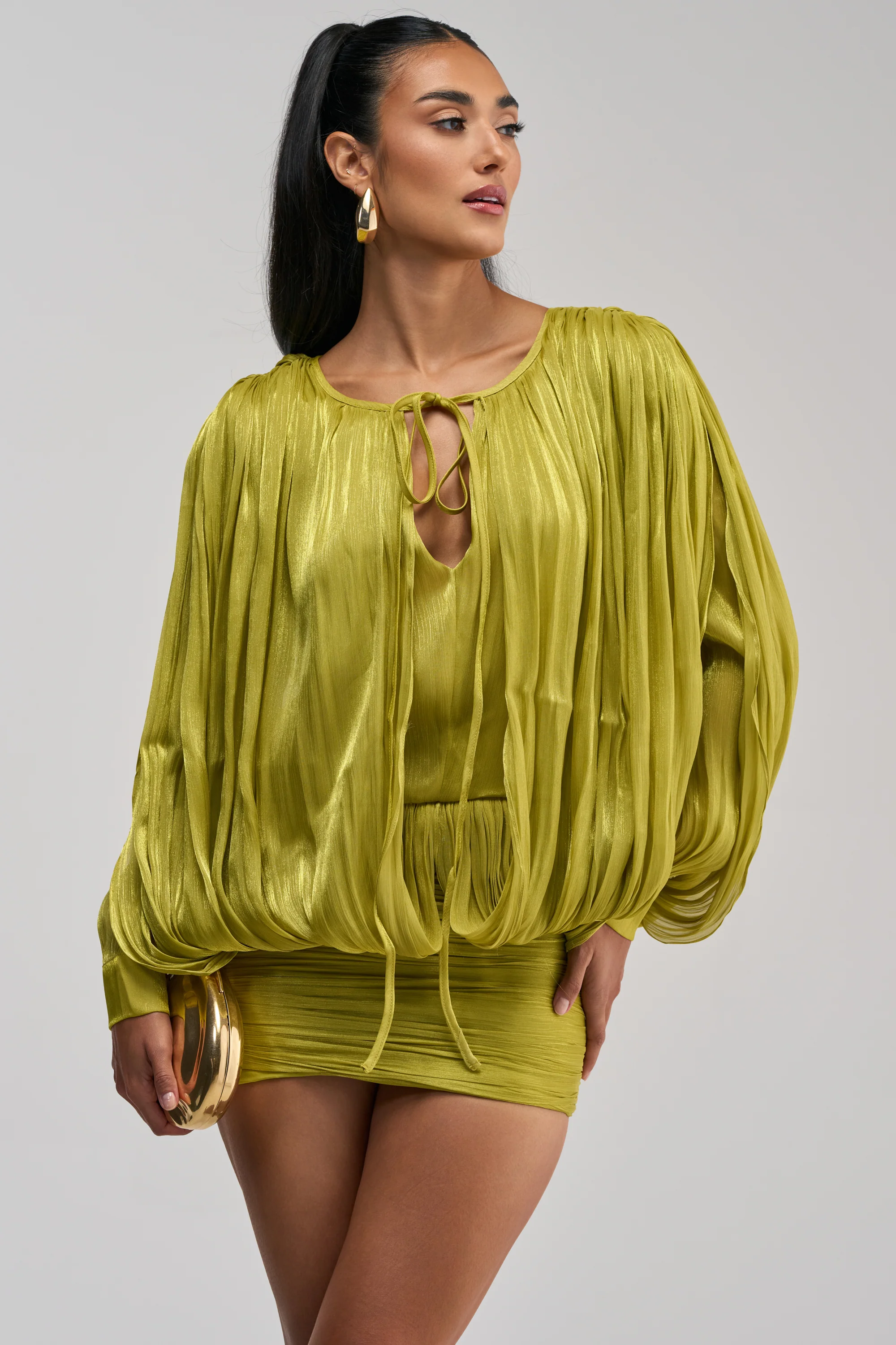 CLASSY AND CUTE CHIFFON MINI DRESS IN GREEN - Akira Store