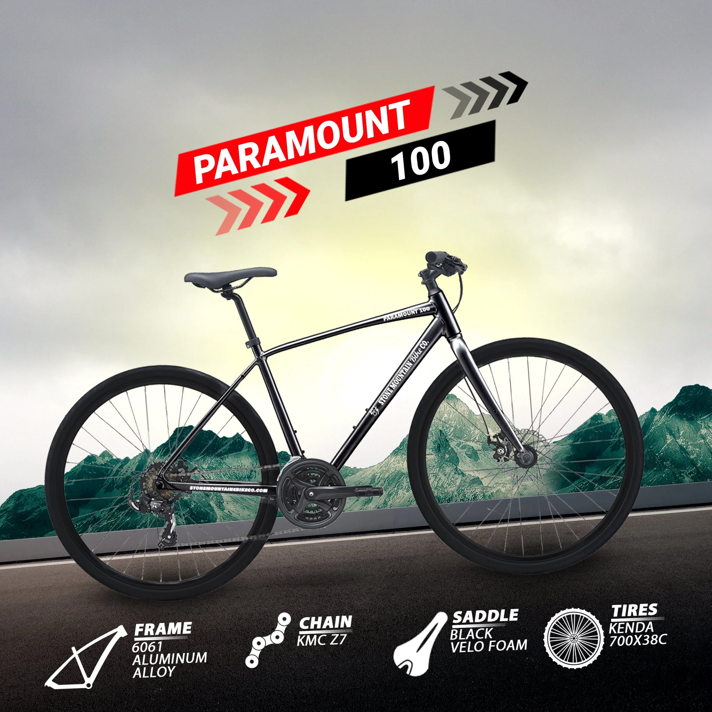 5seconds PARAMOUNT 100 Hybrid Bicycle, Lightweight Aluminum Frame 21 - Speed Bike with Trigger Shifters, and Mechanical Disc Brakes - Black