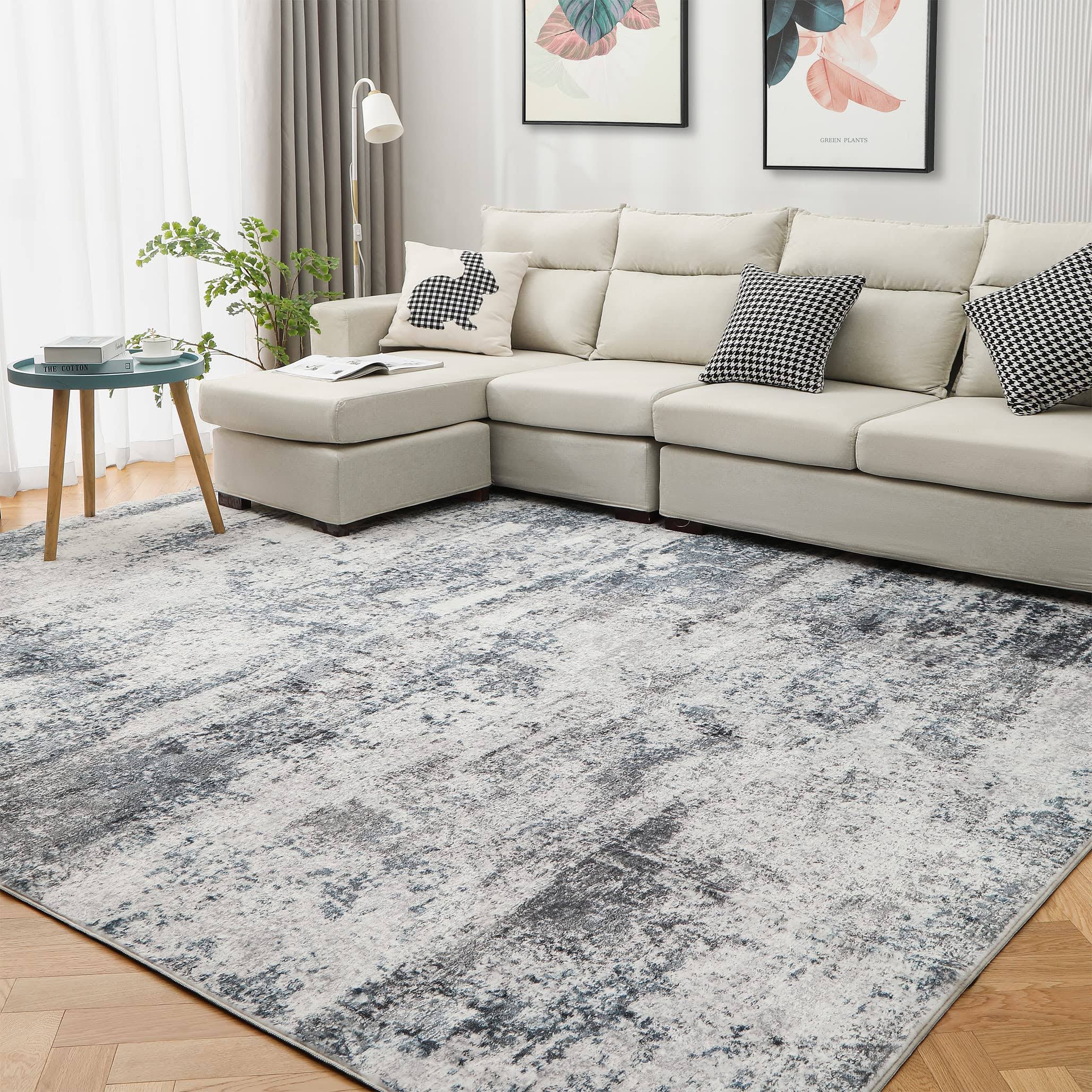 Macro Sen Area Rug Living Room Rugs: 3x5 Indoor Abstract Soft Fluffy Pile Large Carpet with Low Shaggy for Bedroom Dining Room Home Office Decor Under