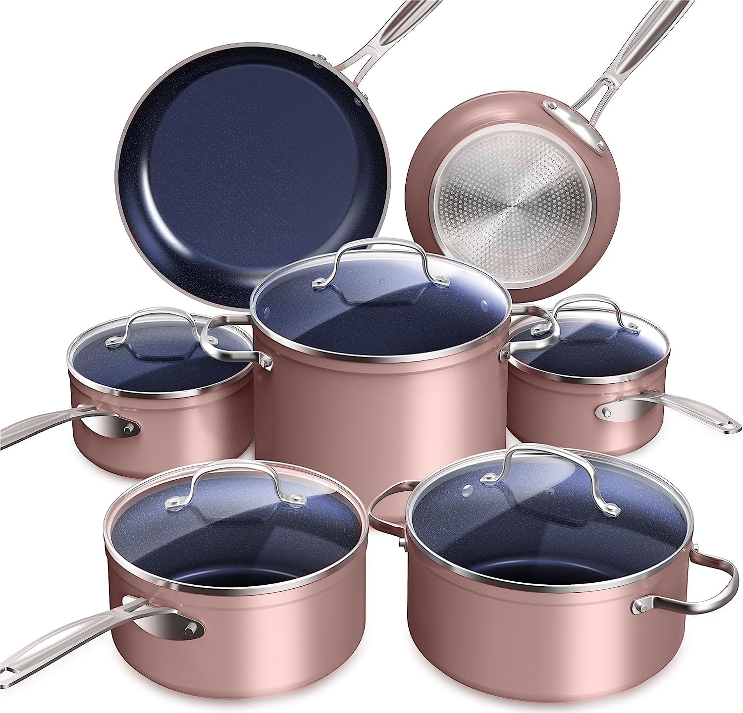 Nuwave Healthy Duralon Blue Ceramic Nonstick Cookware Set, PFAS Free