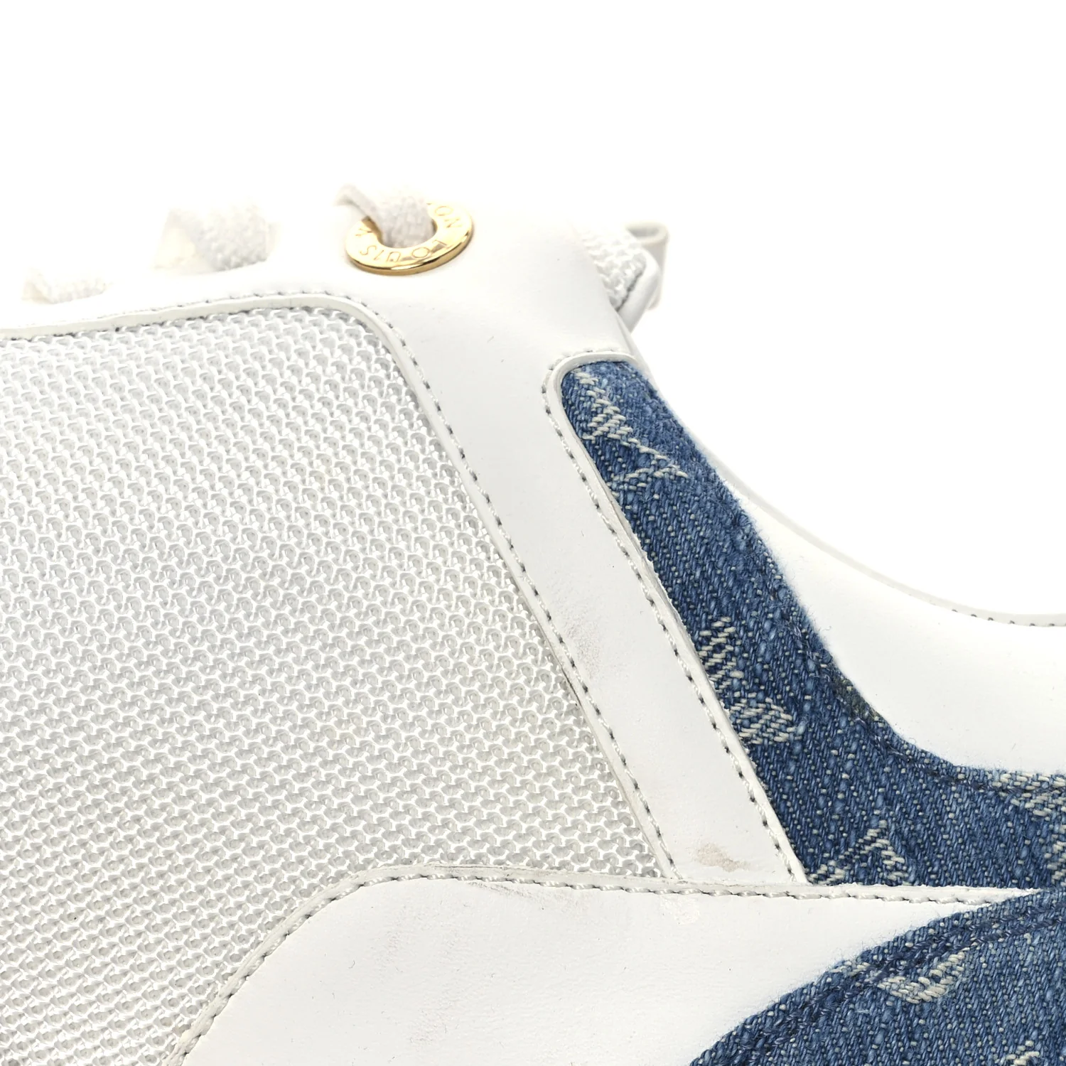 Calfskin Monogram Denim Run Away Sneakers 39 White