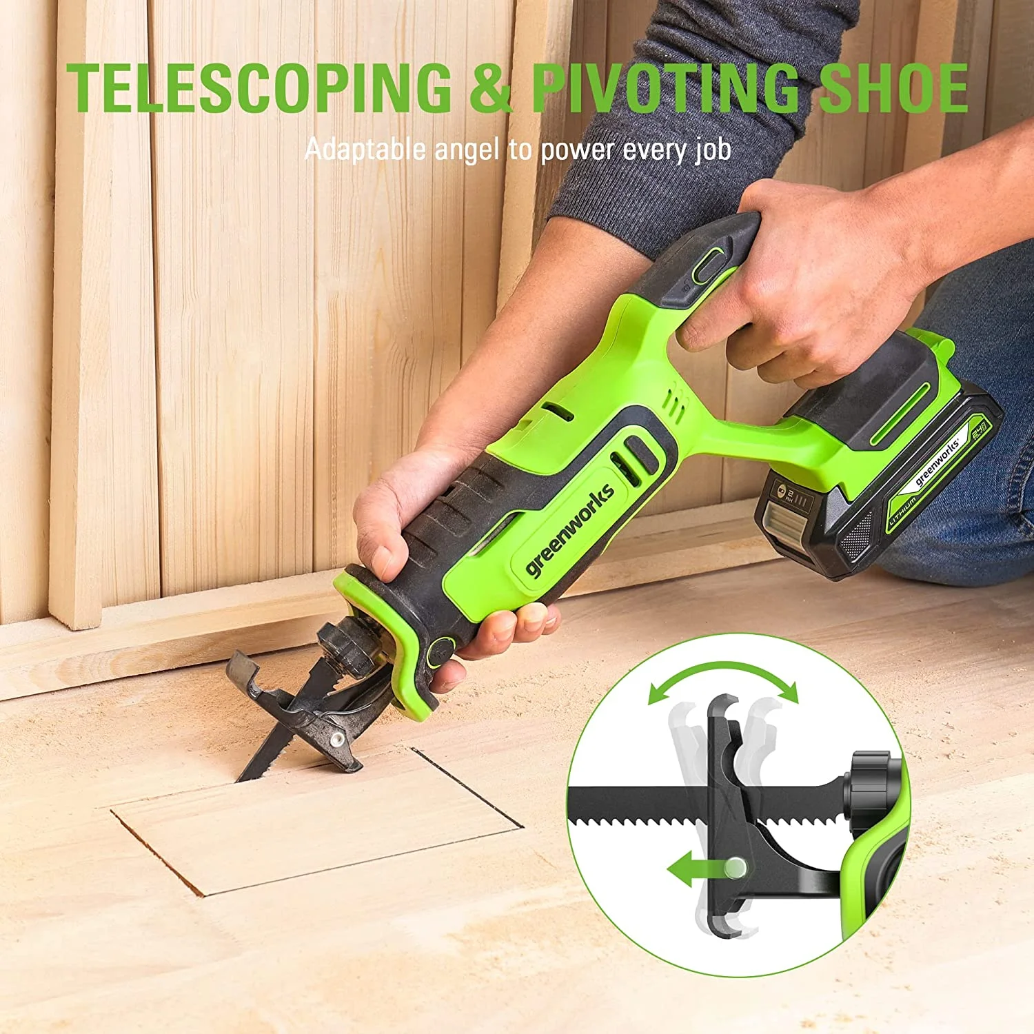 24V 1" Brushless Reciprocating Saw Kit with 2 Ah Battery Charger 1201002 - Image 5