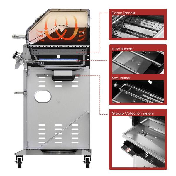 6-Burner Propane Gas Grill in Blue with Sear Burner and Side Burner