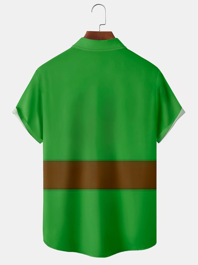 Chemise de Noël à manches courtes et poche poitrine
