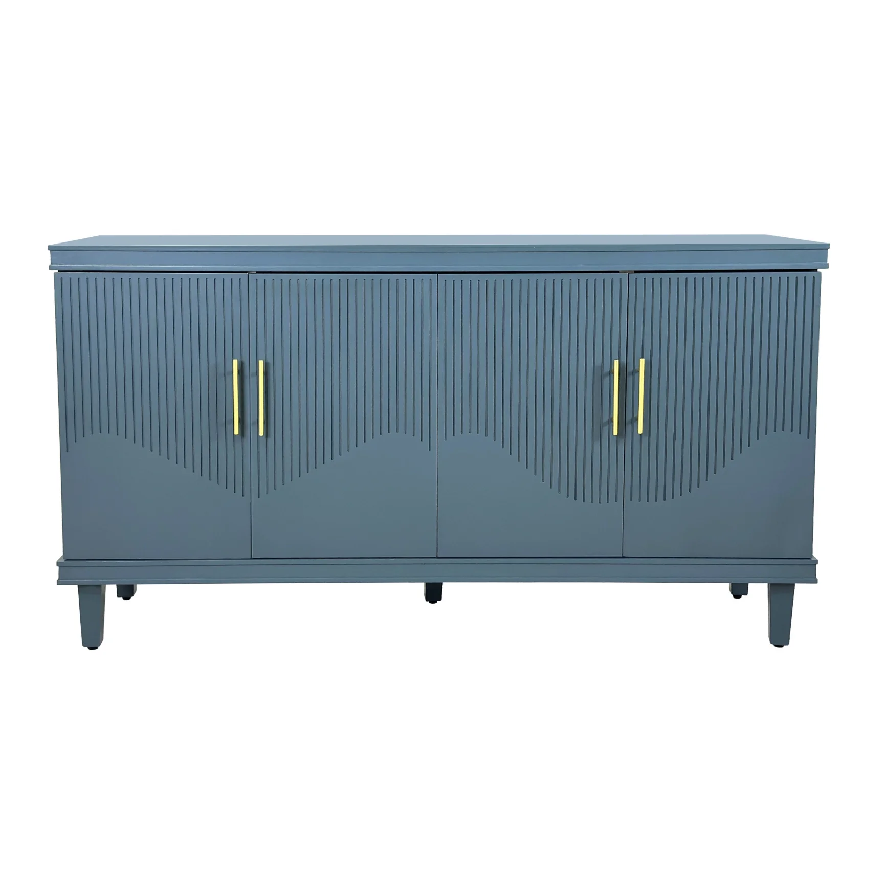 Large 4-Door Storage Cabinet with Adjustable Shelves, Modern Multi-Room Organizer for Living Room, Kitchen, Bedroom, Hallway Blue(Solid Wood+MDF/Blue) - Image 6