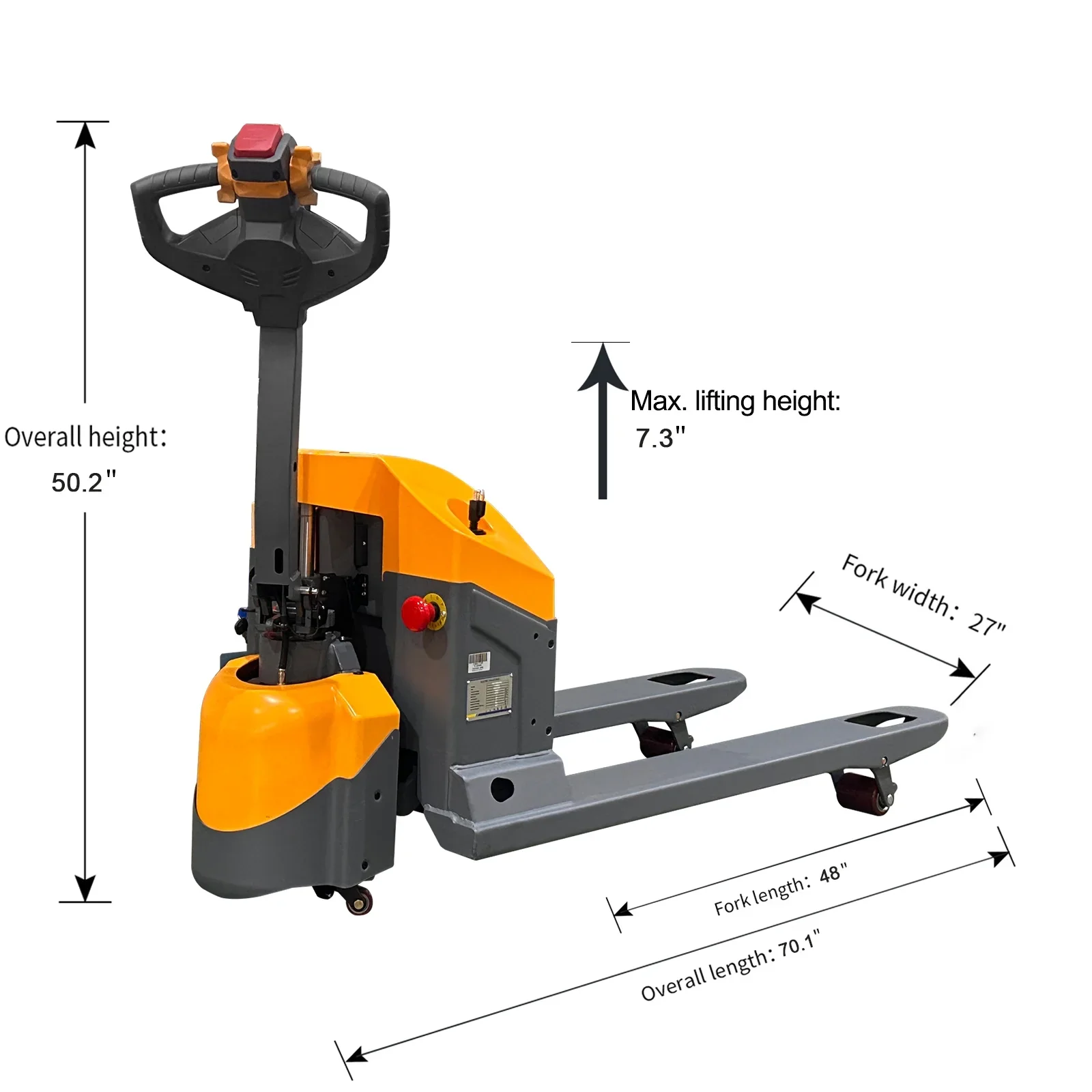 APOLLOLIFT 4400lb Fully Powered Electric Walkie Pallet Jack Truck 27 Fork Width, 3 Lowered
