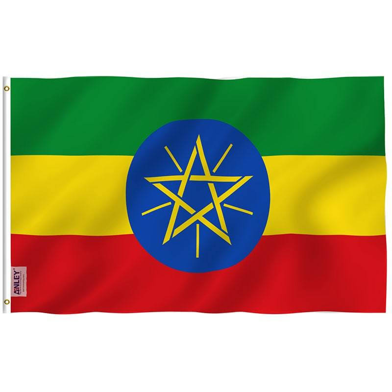 Anley [Fly Breeze] 3x5 Foot Ethiopia Flag - Vivid Color and UV Fade Resistant - Canvas Header and Double Stitched - Ethiopian National Flags Polyester