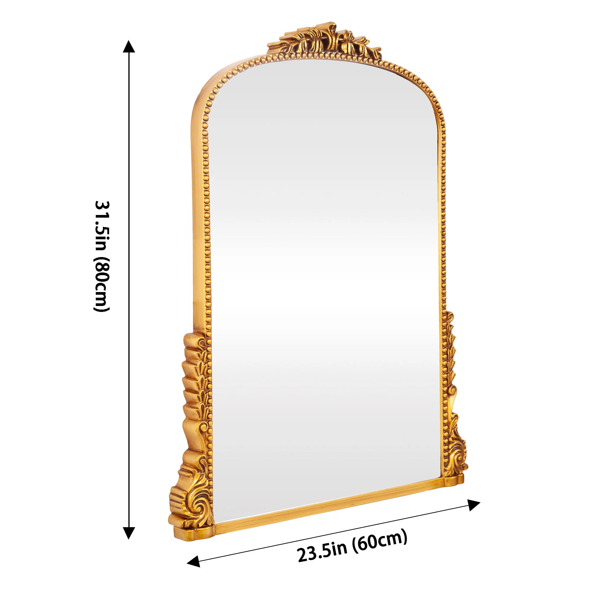 Traditional Baroque Arch Wall Mirror Antique Gold Mirror Wall Decor for Living Room Home 31 5" x 23 6'' Image 4