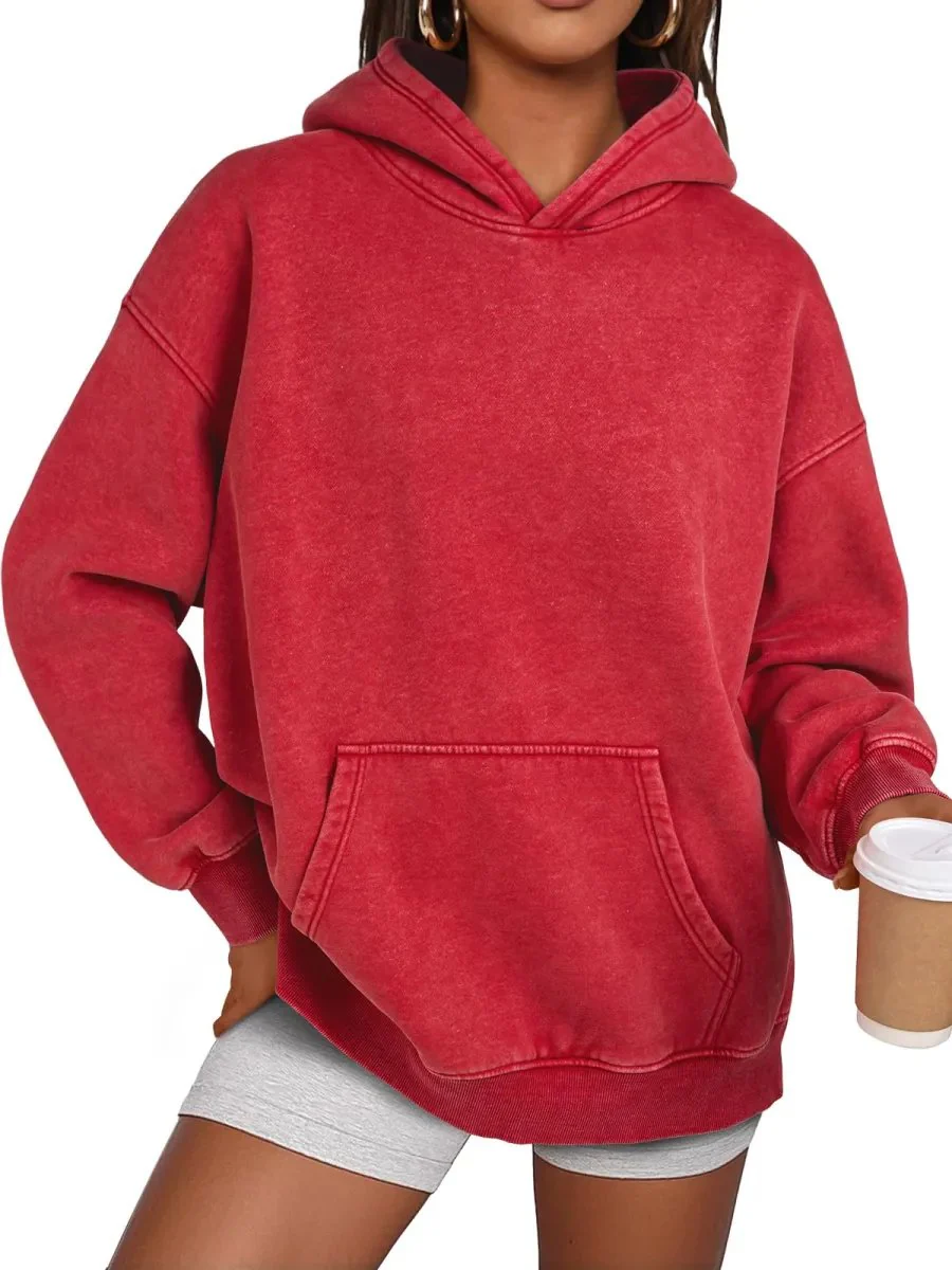 Sweat à capuche oversize effet délavé acide