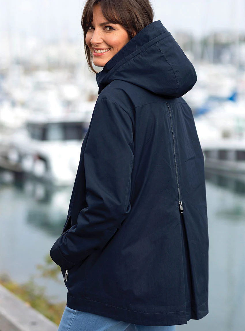 Parka femme à capuche bleu marine