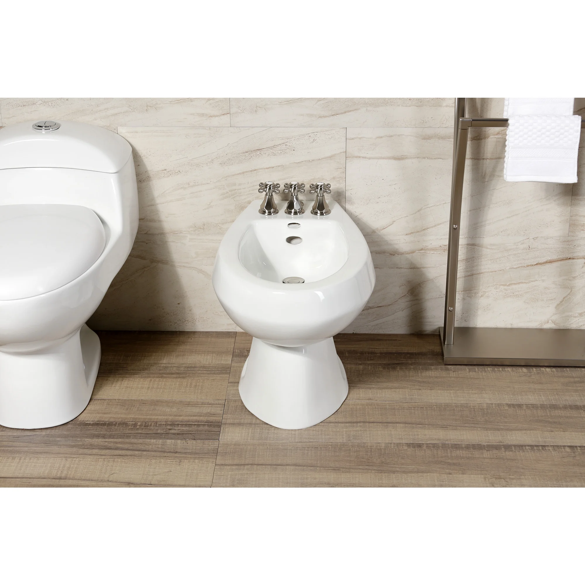Kingston Brass KB320BX Metropolitan Three-Handle Bidet Faucet with Brass Pop-Up, Matte Black