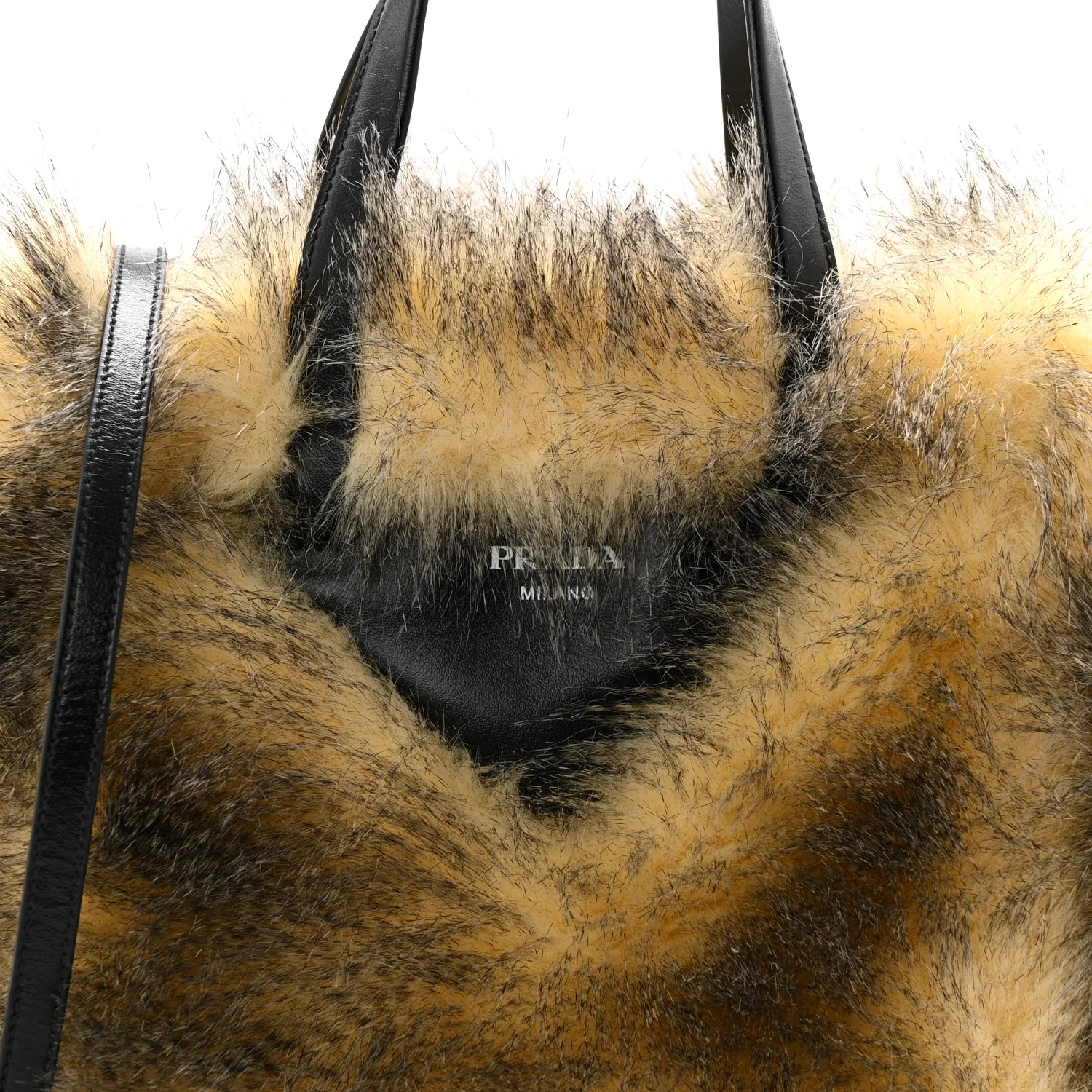 Aspen Vitello Faux Fur Tote Crema Black