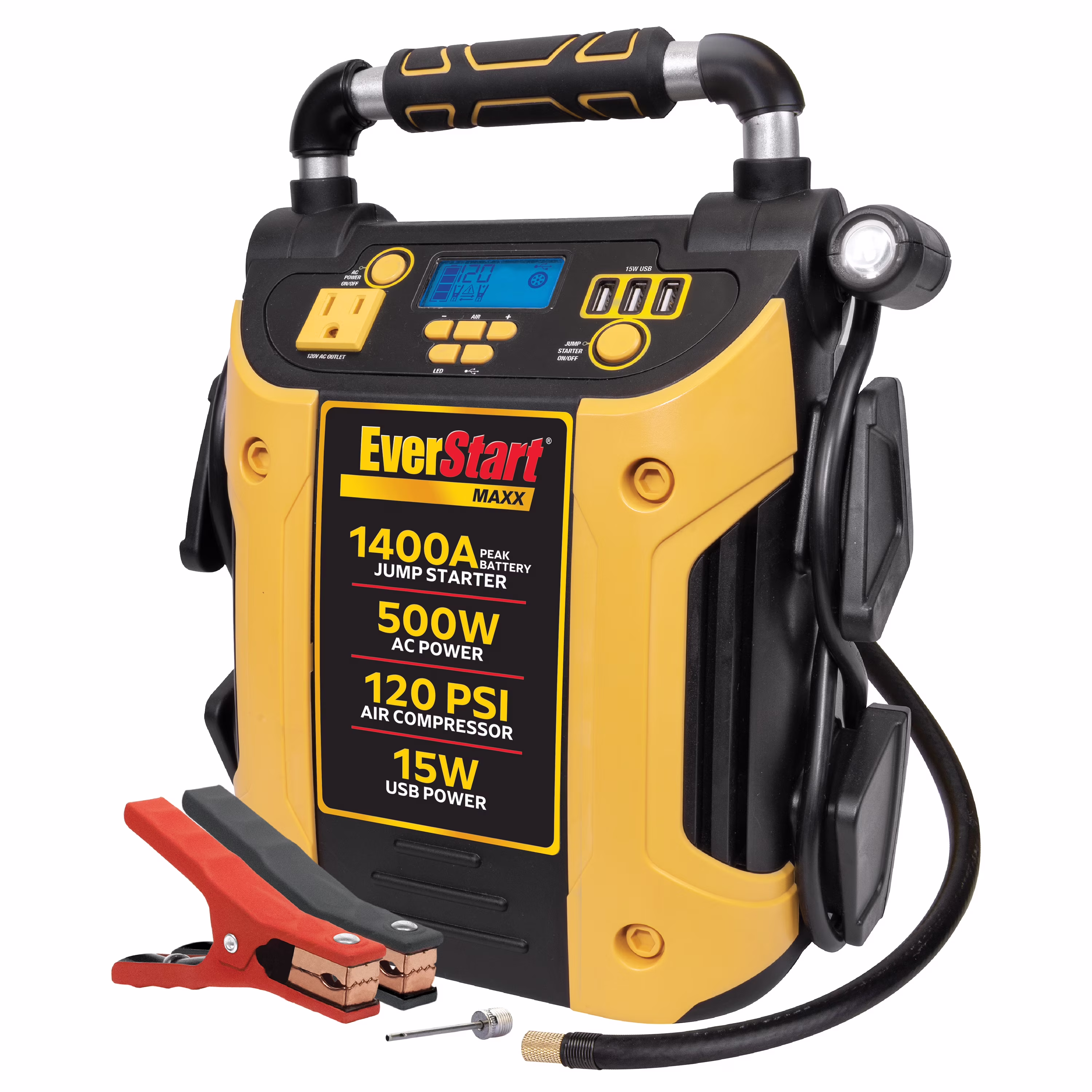 Maxx J5CPDE 1400 Peak Amps Jump Starter, Power Station, 500W Inverter, 120 PSI Compressor
