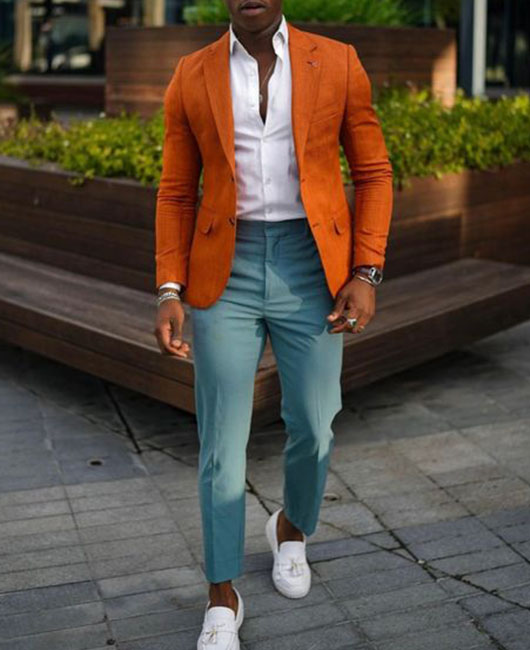 Ensemble blazer et pantalon 2 pièces à col à revers uni et poches