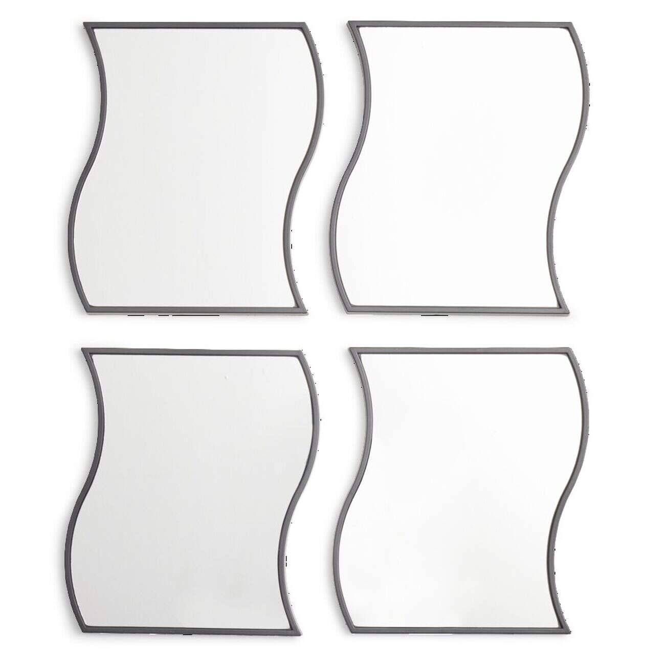 Lot de 4 miroirs forme vague 16,5x19,8cm