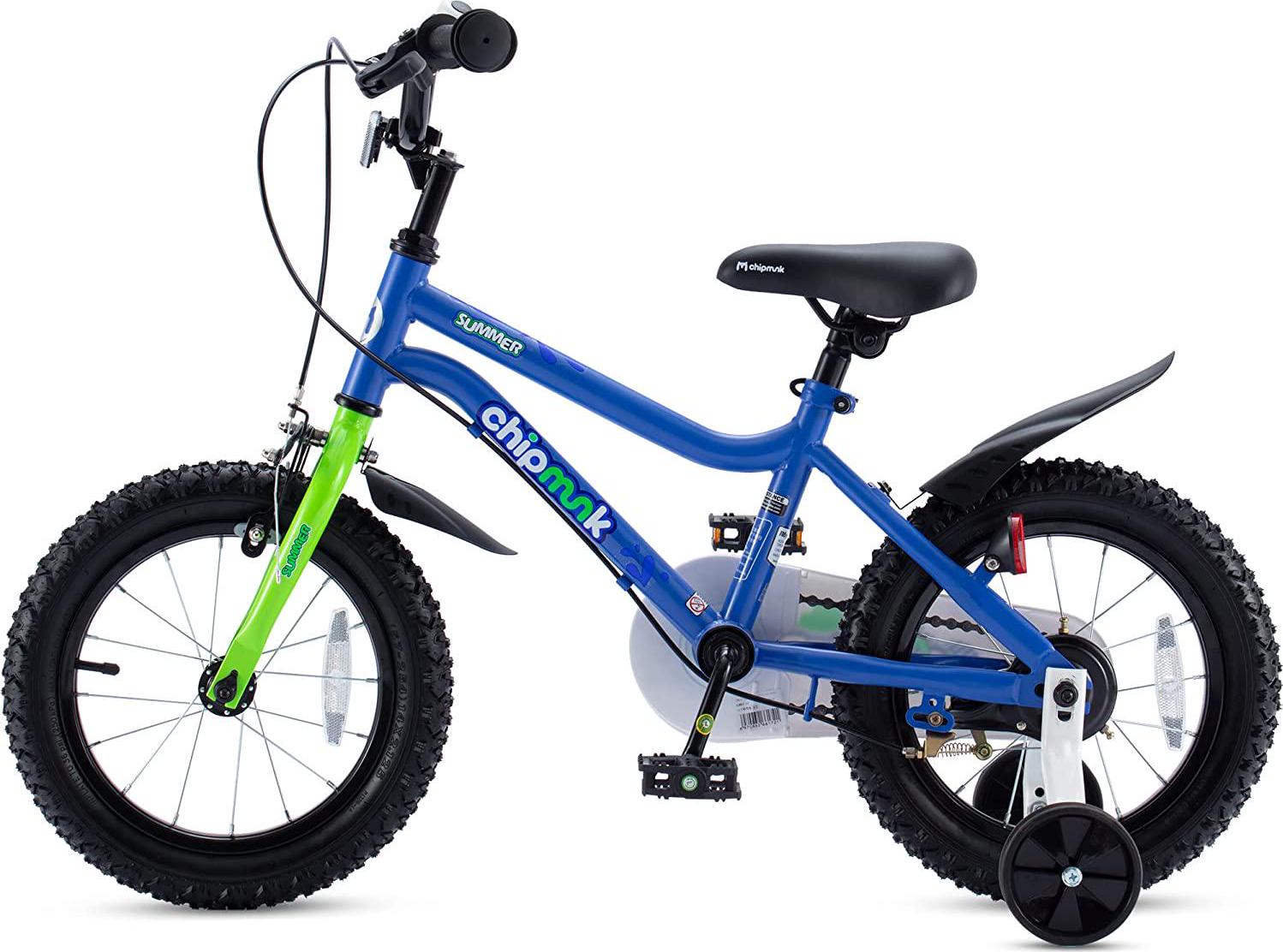 Chipmunk 18 inch MK Sports Kids Bike Summer Blue With Training Wheels and Kickstand - Image 4