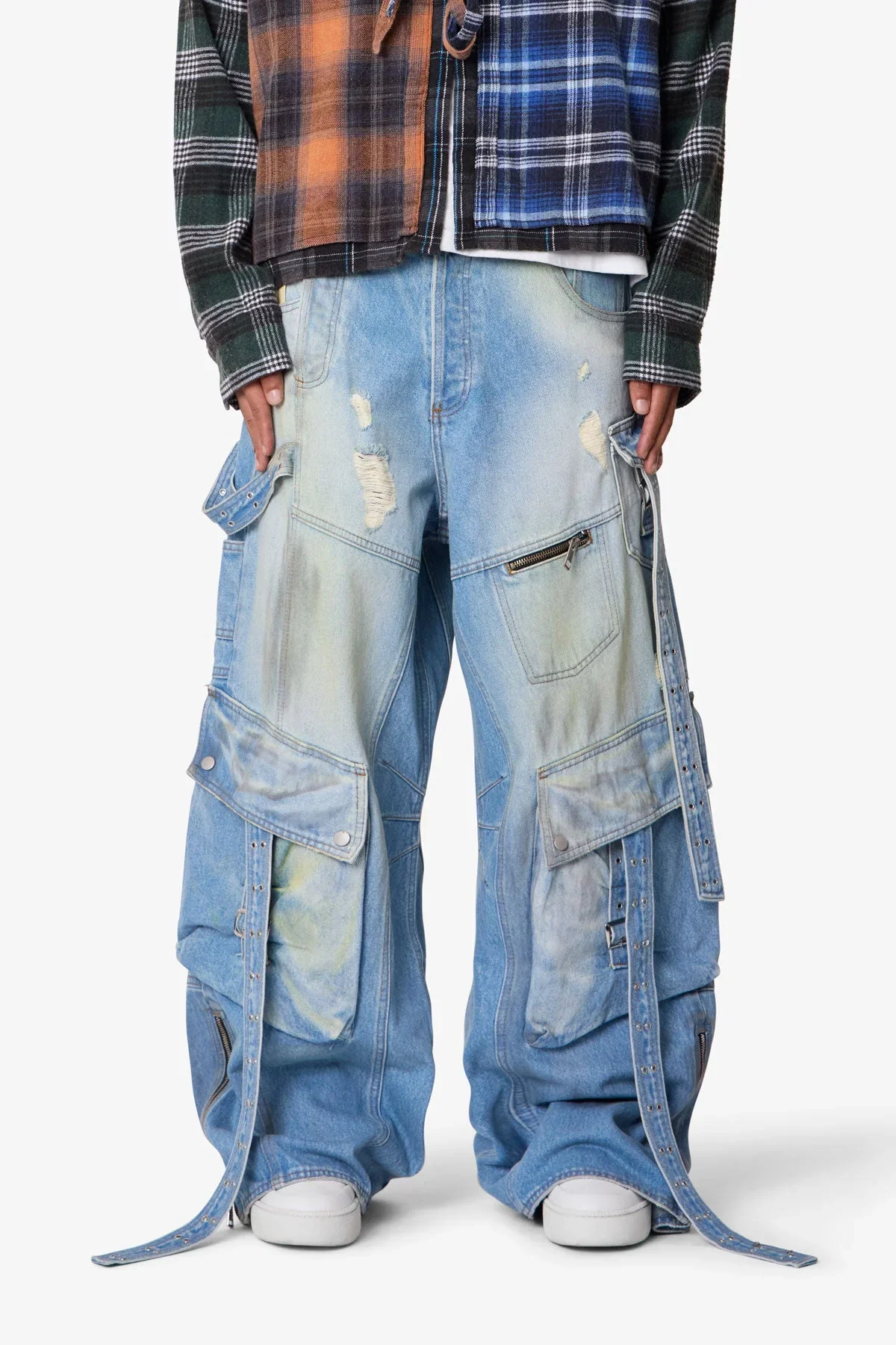 Washed Strapped Rave Denim - Washed Blue