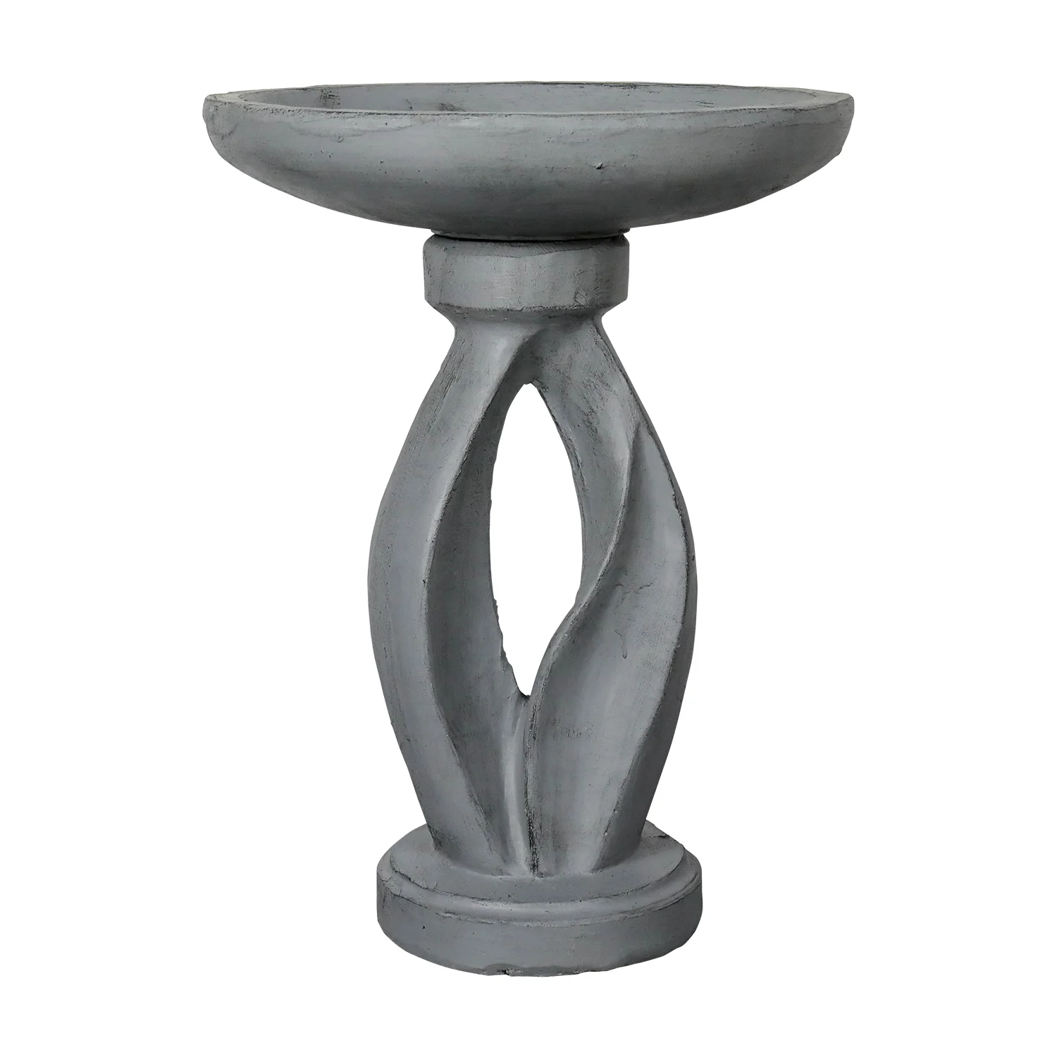 21.8 Inch Height Outdoor Bird Bath Fibre Reinforced Concrete Large Bird Bath Stylish with Curved Pedestal for Garden, Patio, Backyard, Lawn - Image 5