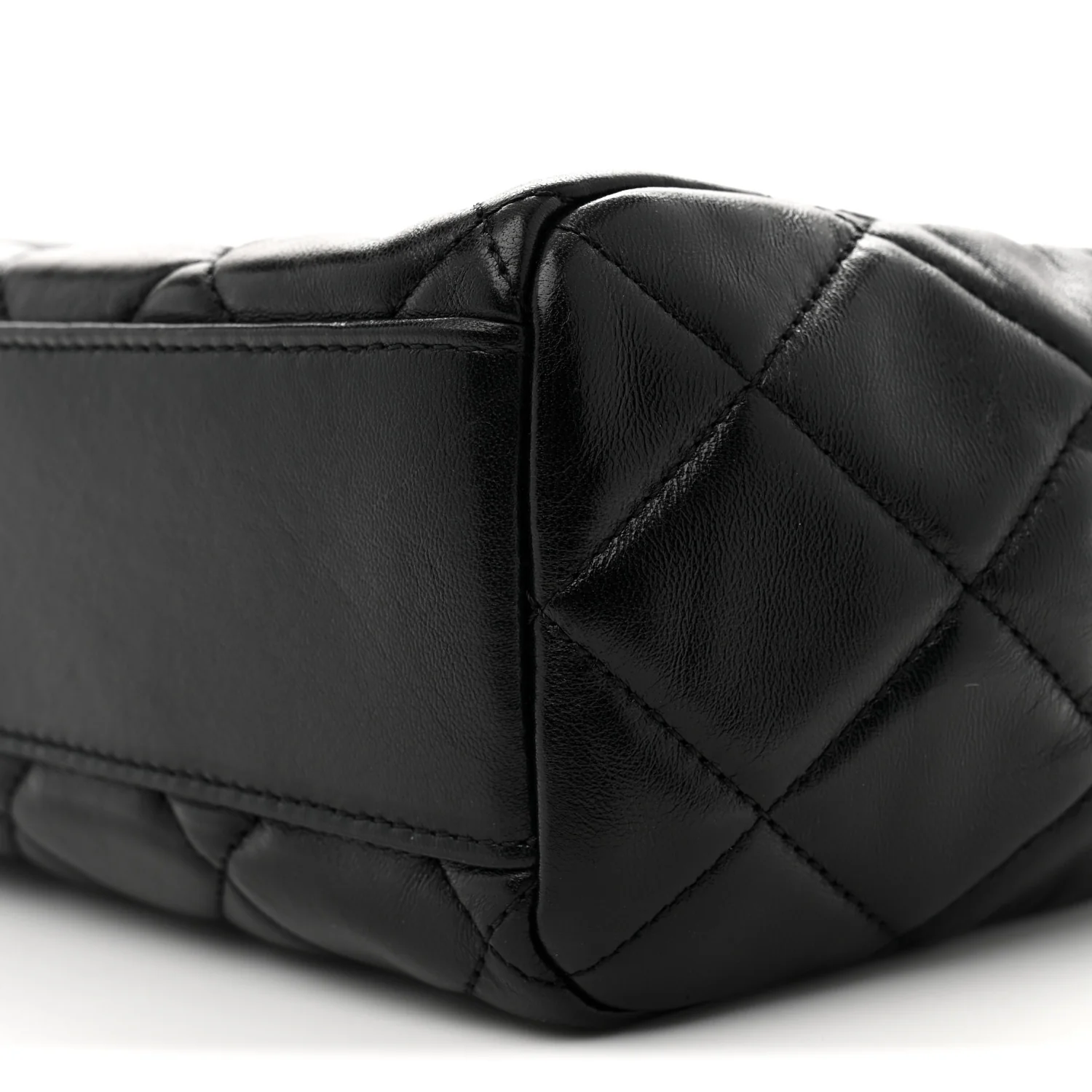Shiny Calfskin Quilted Fancy Jewel Tote Bag Black