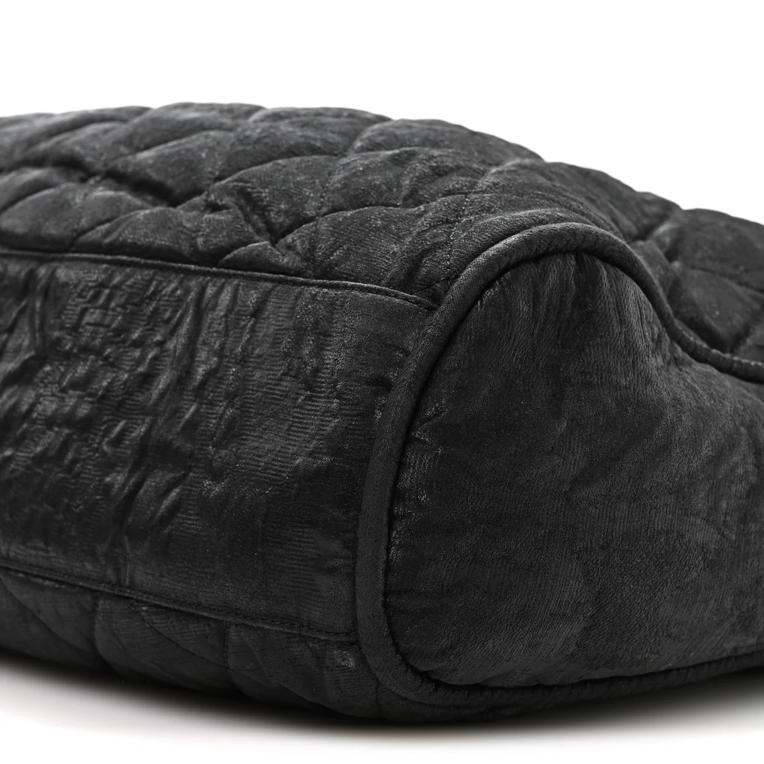 Crinkled Coated Canvas Le Marais Hobo Black