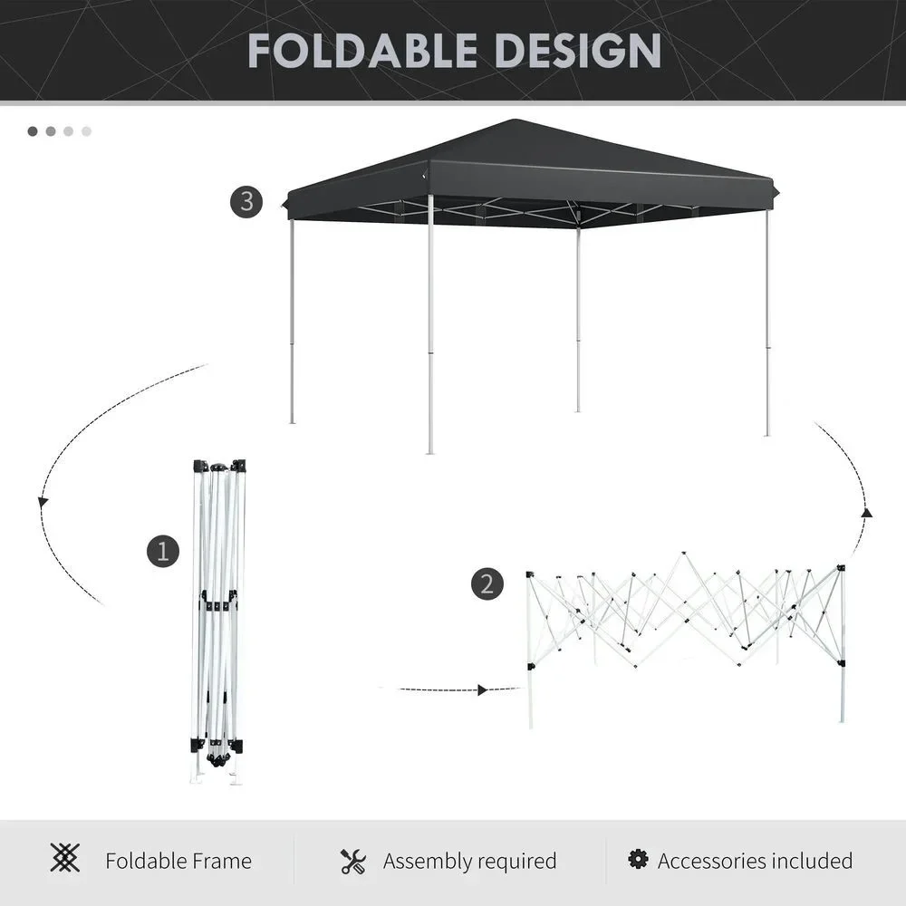 GVN Backyard Garden Canopy, Camping Canopy Screen Tent,13' x 13' Pop Up Canopy Tent with Height Adjustable, Carry Bag, Gray