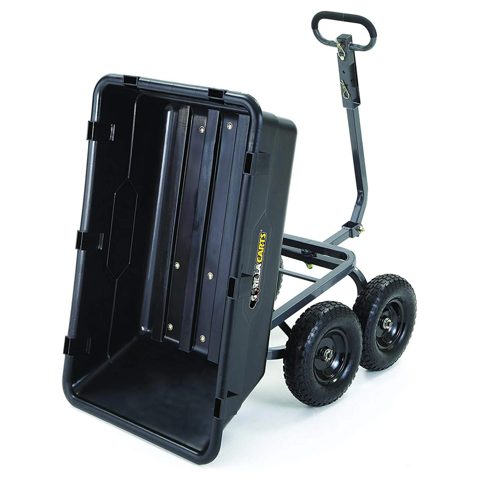 6 cu ft Heavy Duty Poly Dump Cart with Steel Frame, Black - Image 9