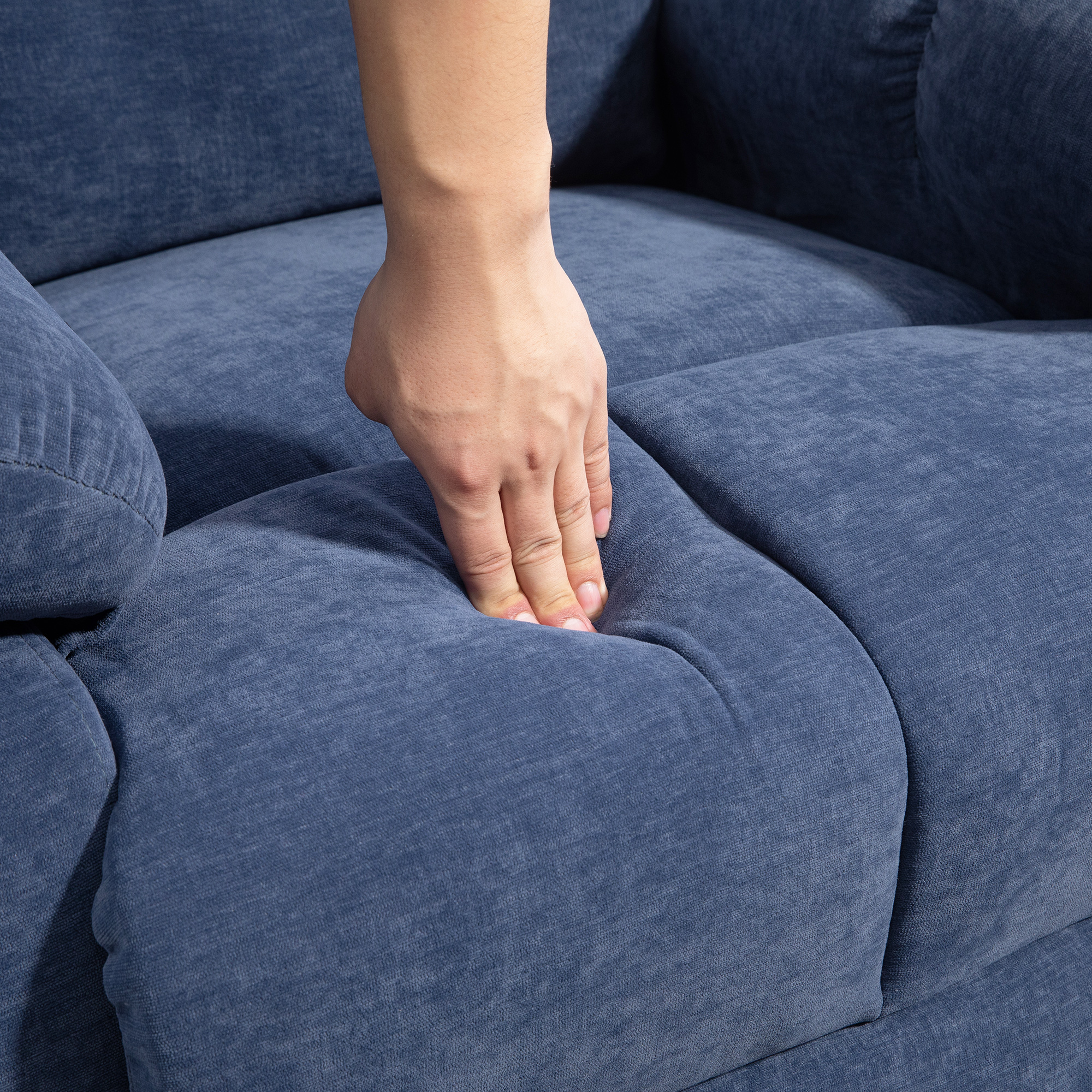 HOMCOM Massagestoel met Warmte- & Ligfunctie, Draaibaar, tot 150 kg, Metalen Frame, 98x90x98cm, Blauw