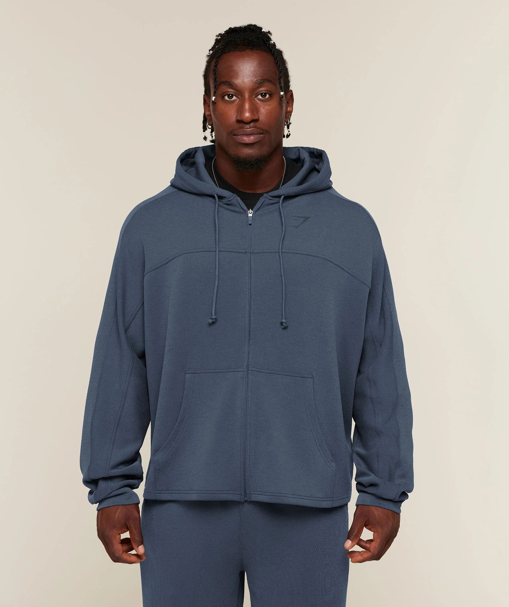 GYMSHARK X SAM SULEK ZIP THROUGH HOODIE - Shadow Blue