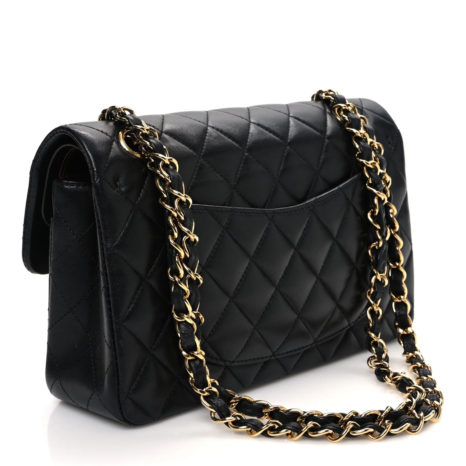 Lambskin Quilted Small Double Flap Black