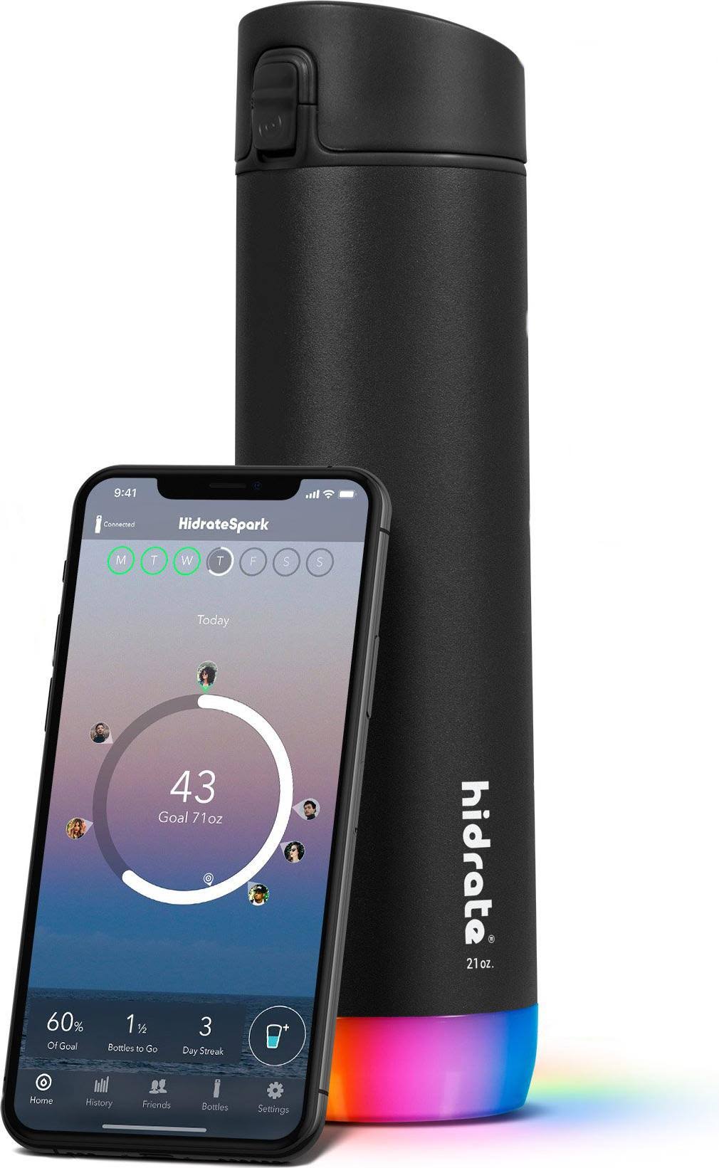 HidrateSpark Pro Steel - 21 oz. Smart Water Bottle + Bonus Straw Lid