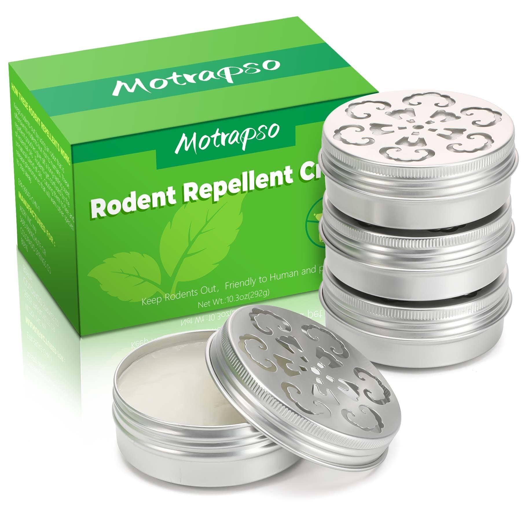 Motrapso Peppermint Oil to Repel Mice and Rats, 4 Pack for Car Engines, Mouse Repellent Keeping rodents Out of House Garages, Human Pet Dog Plant Safe