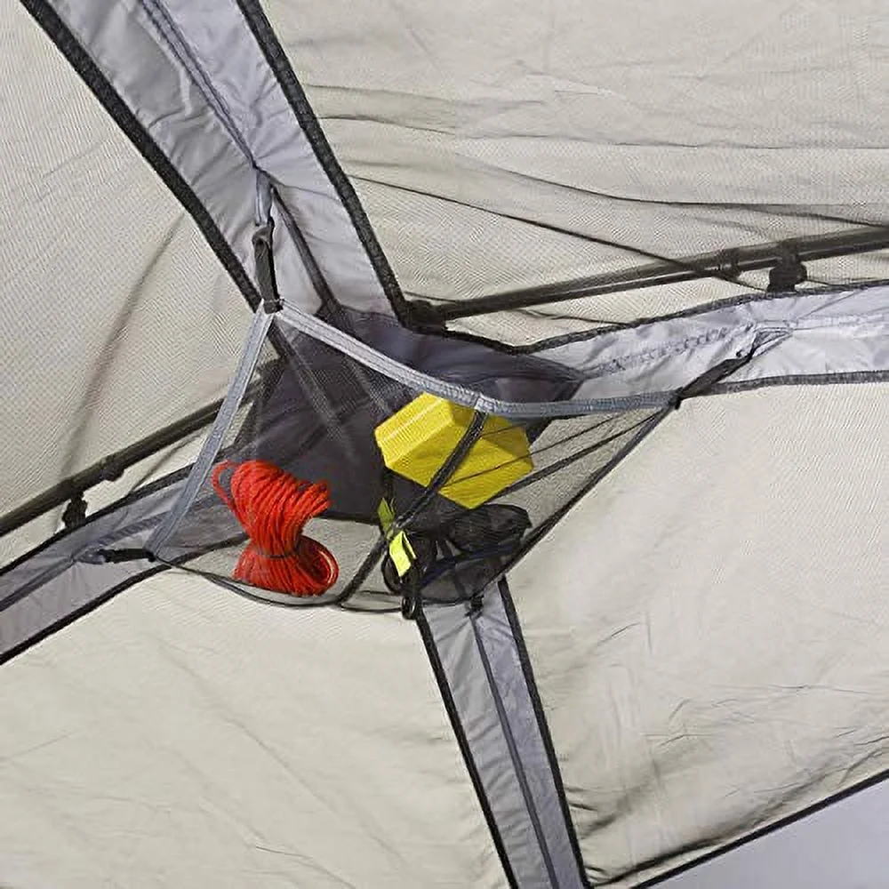 6 Person Instant Cabin Tent with Wall Organizer (Gray) - Image 6