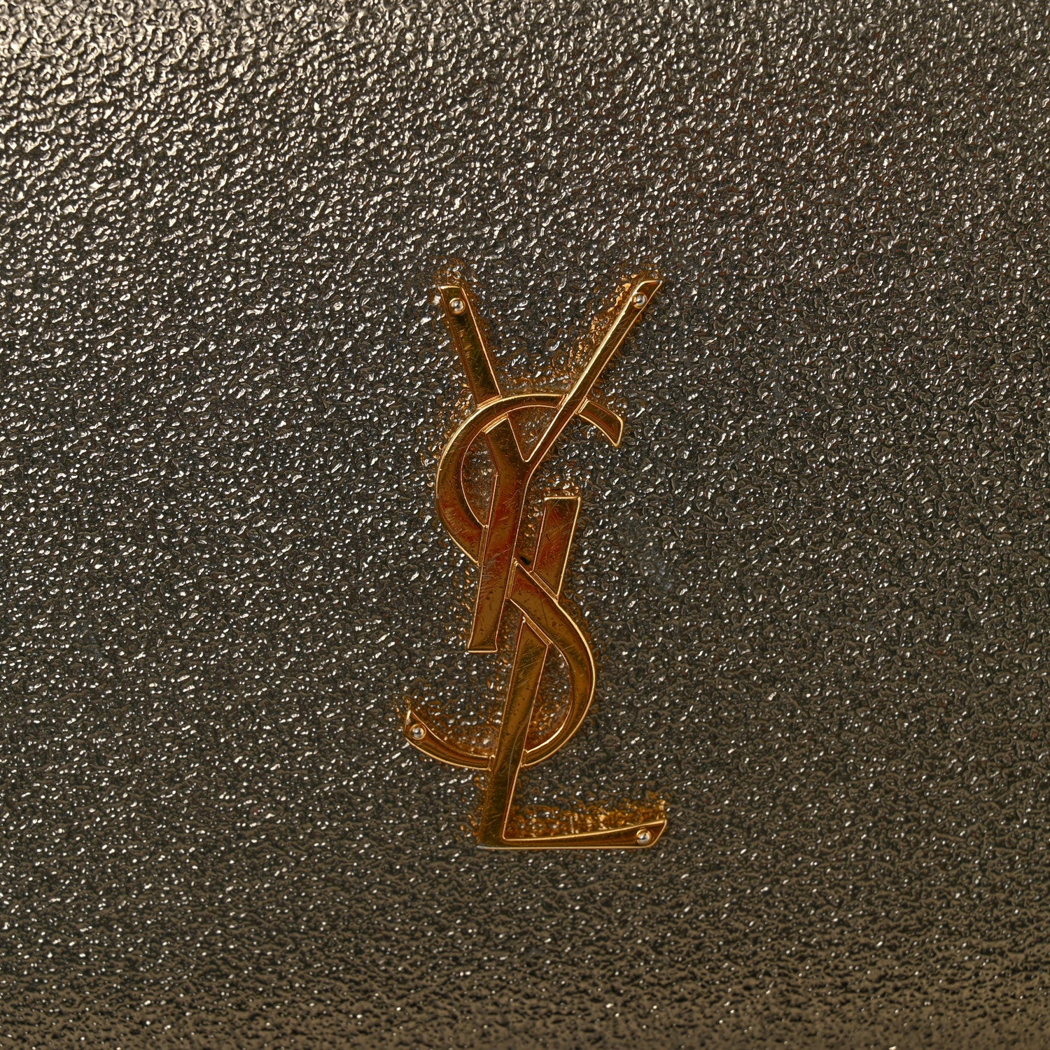Grained Metallic Calfskin Monogram Chain Wallet Bronze