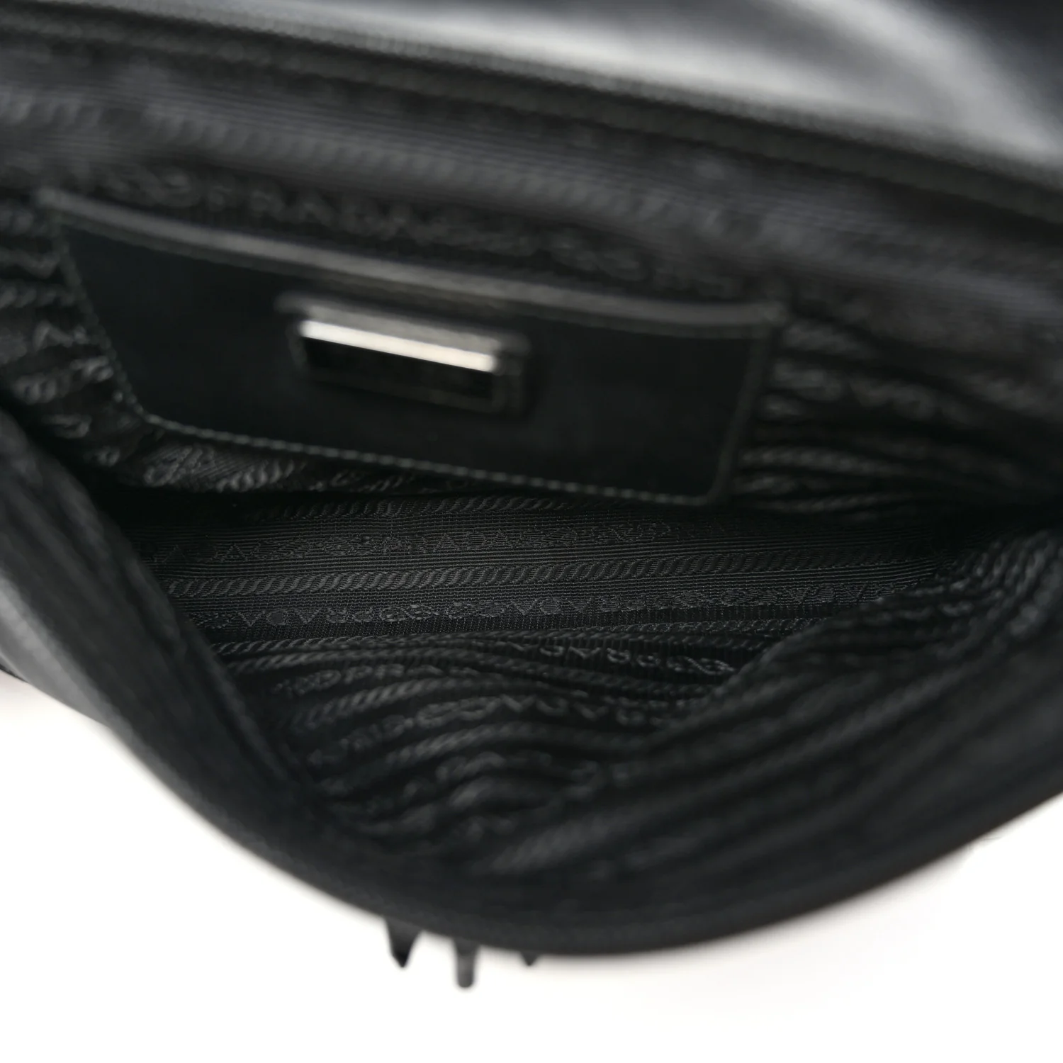 Re-Nylon Saffiano Triangle Shoulder Bag Black
