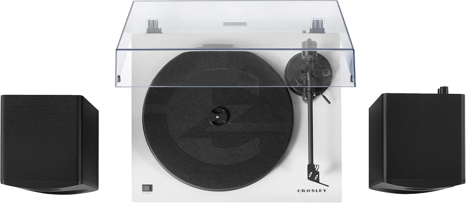 Crosley KT6101-WH Belt-Drive Bluetooth Turntable with Built-in Preamp and Included Speakers  White