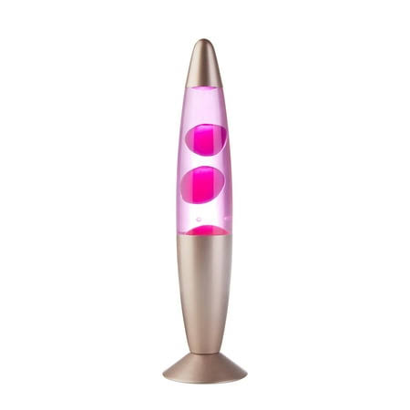 Urban Shop 13 inch Lava Motion Volcano Lamp, Rose Gold Wax in A Clear Liquid, Rose Gold Metal Painted Base, Pink