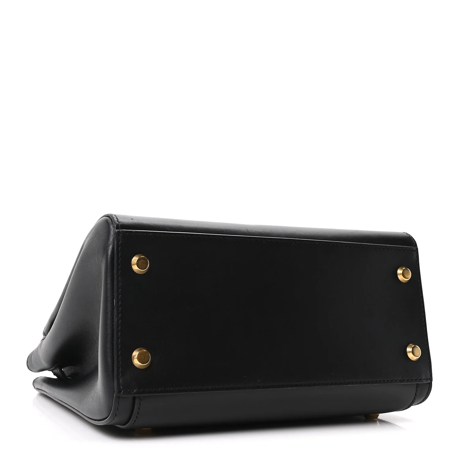 Shiny Box Calfskin Small Money Tote Black