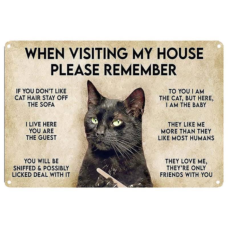 Robert Art When Visiting My House Please Remember Vintage Wall Decoration - Cat's Metal Signs Artwork - Original Vintage Design Tin Metal Wall Art