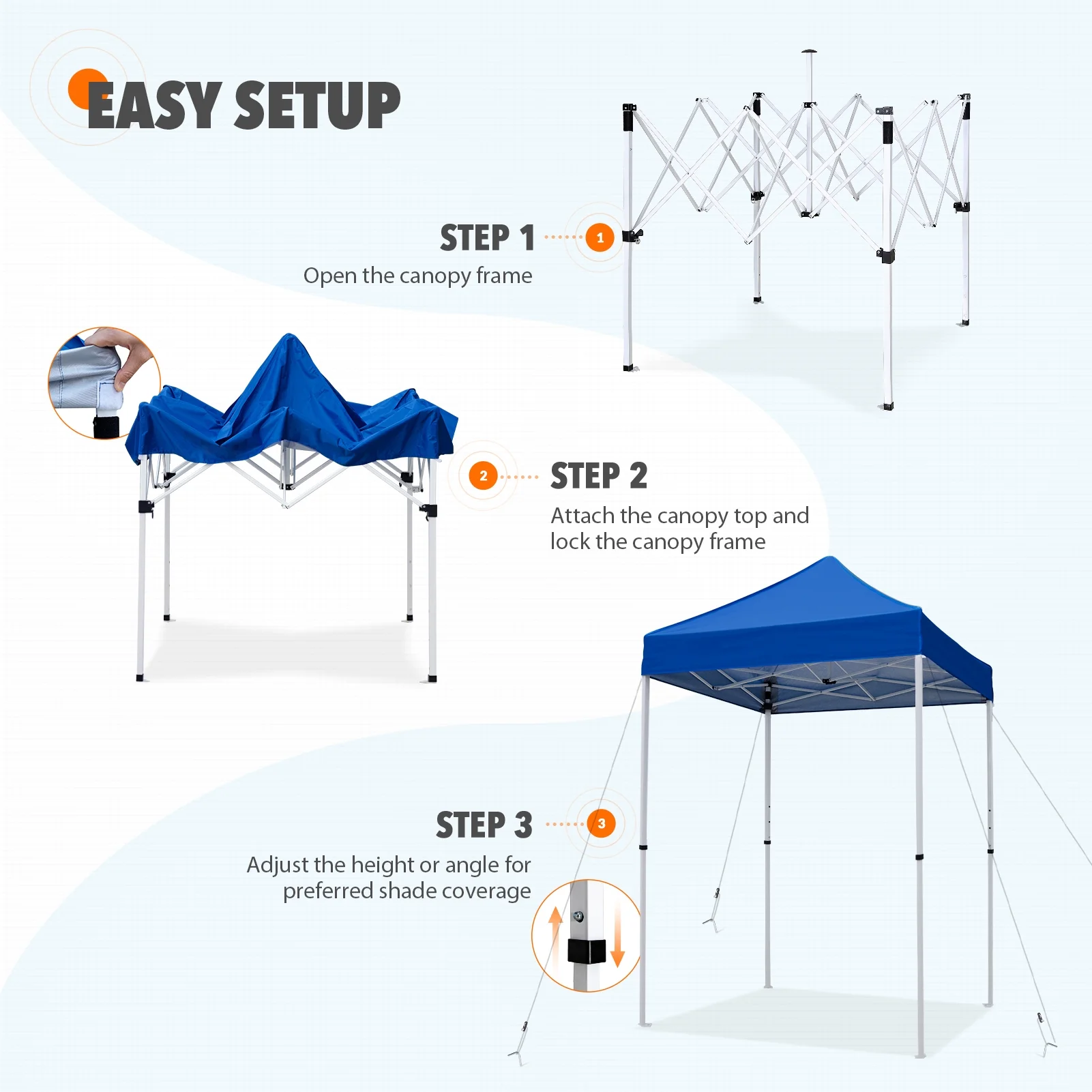 5x5 Pop Up Canopy Tent Instant Outdoor Canopy Easy Set up Straight Leg Folding Shelter(Blue)(Blue) Image 8
