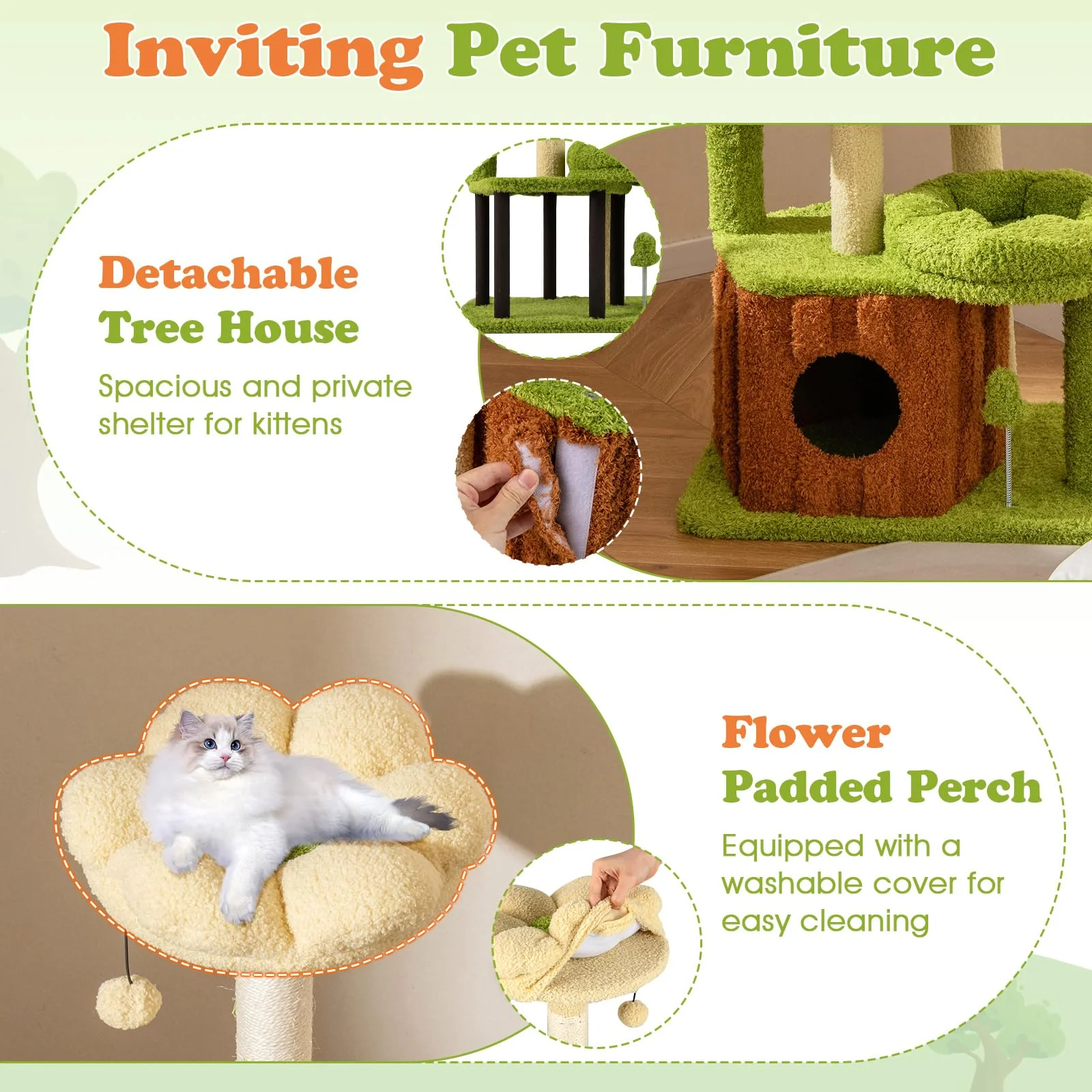 Tangkula 40 Inch Multi Level Aesthetic Cat Tower with Sisal Scratching Posts