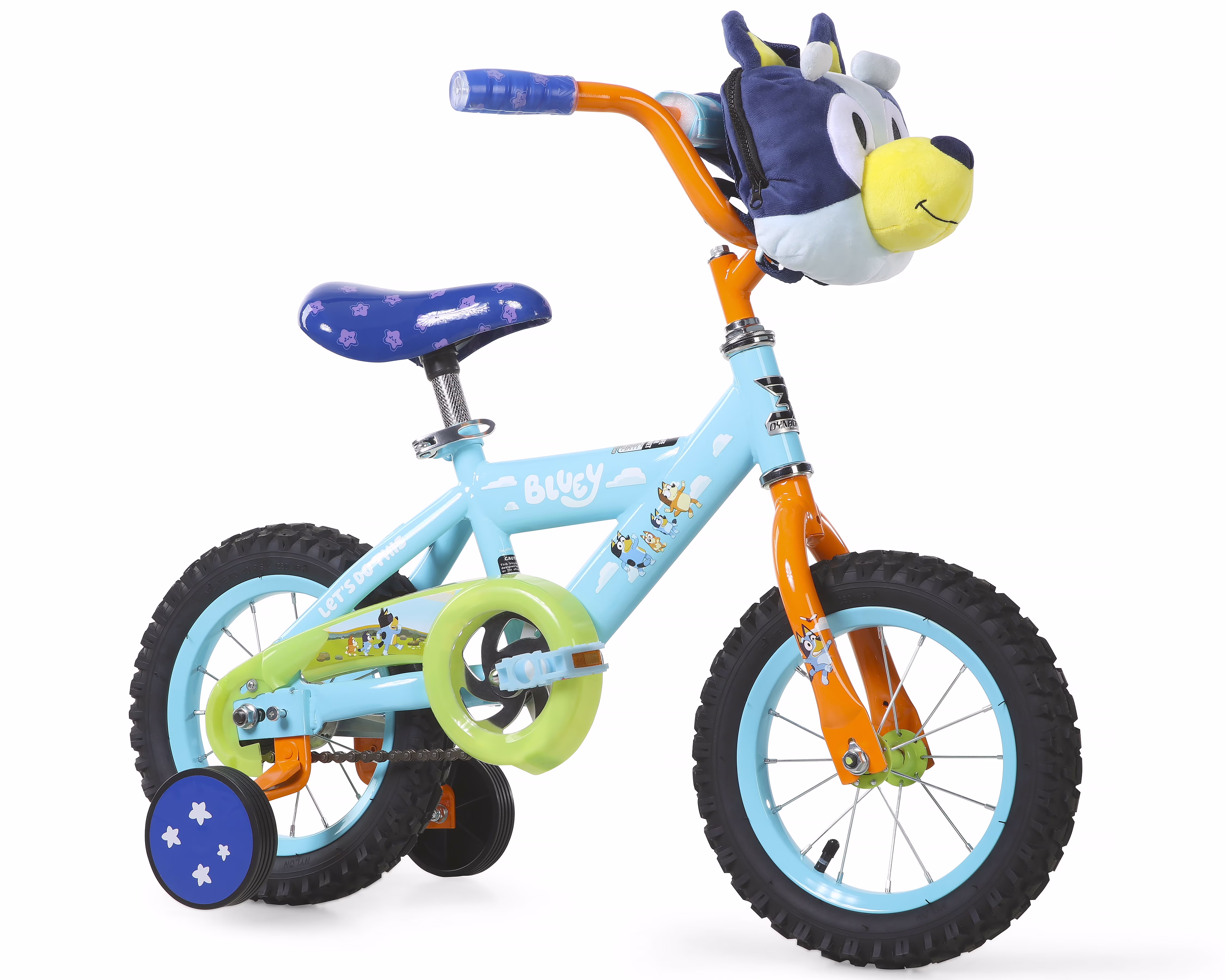 Bluey 12 - Inch Kids BMX Bike with Training Wheels, Plush Bag, Steel Frame, Coaster Brake, Ages 3 - 5
