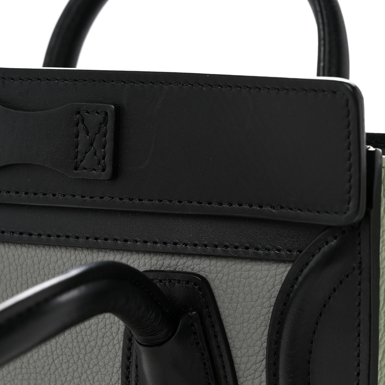 Baby Grained Calfskin Nano Tri-Color Luggage Zinc Almond