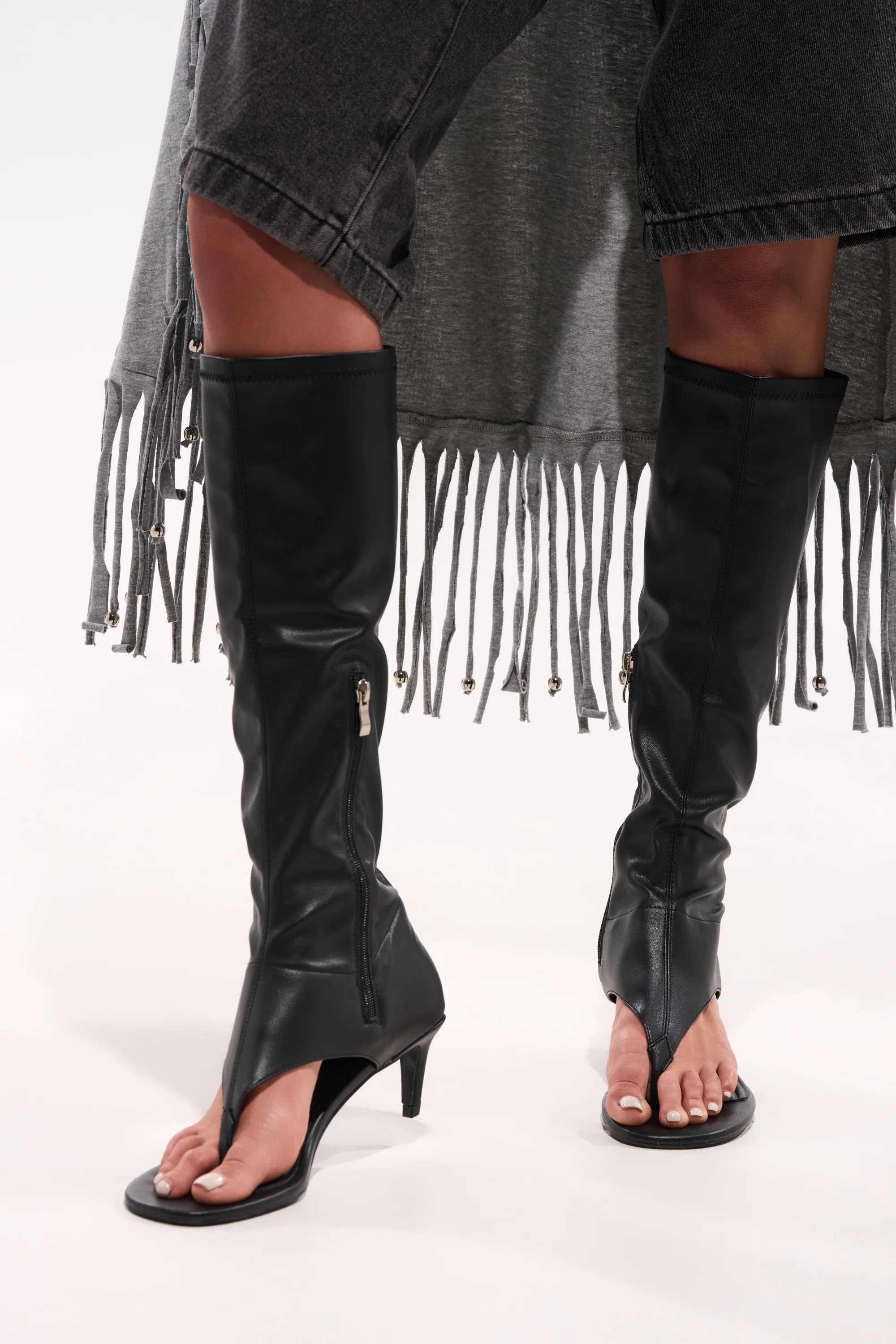 AZALEA WANG CECILE OPEN TOE SANDAL BOOT IN BLACK - Akira Store