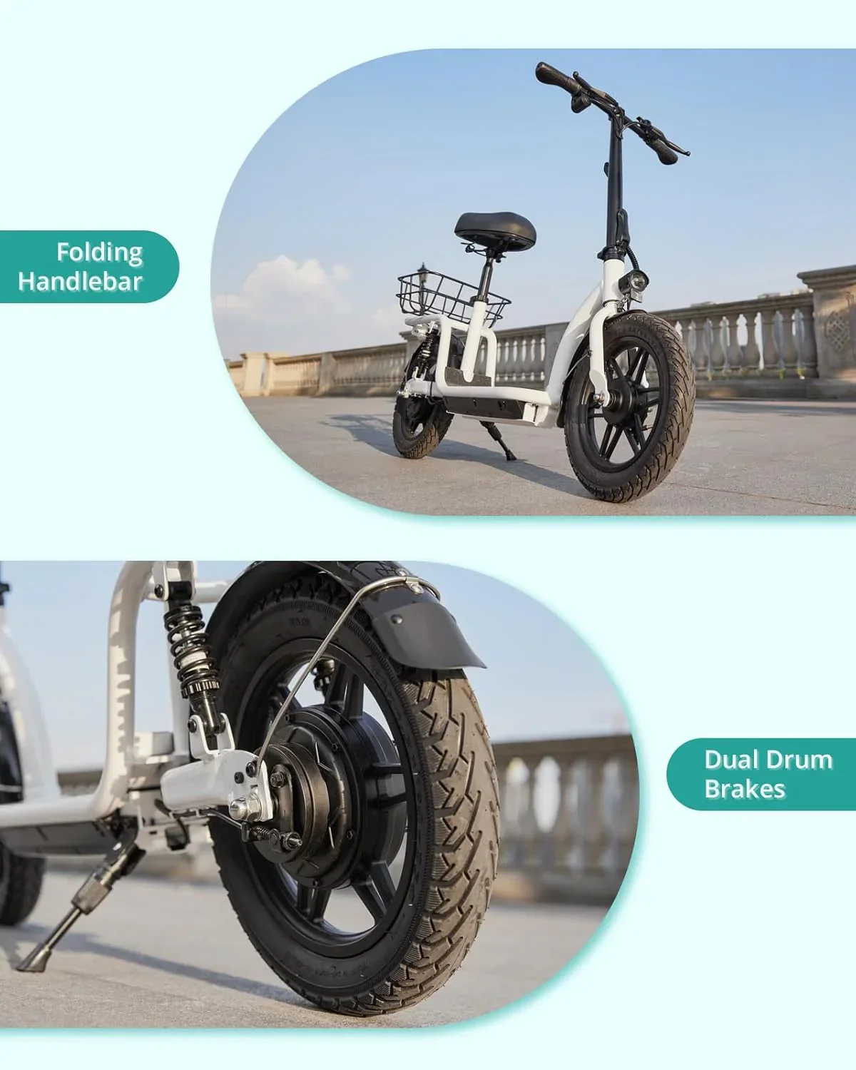 Trottinette électrique Gotrax pour adultes avec siège, autonomie maximale de 30 à 40 km, pneus tout-terrain, larges pédales
